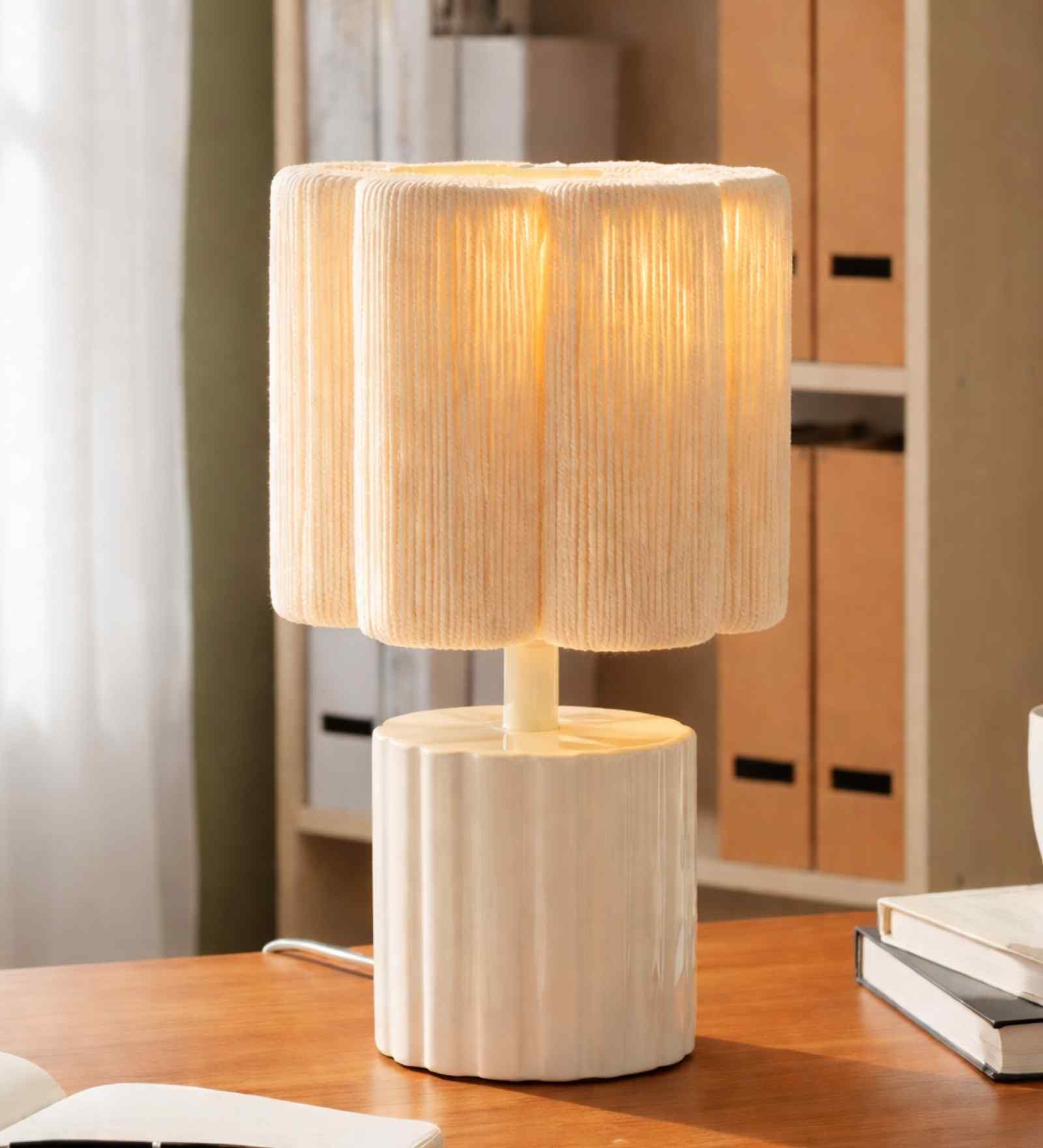 Decorative Table Lamp with Cotton Thread Shade & Bulb