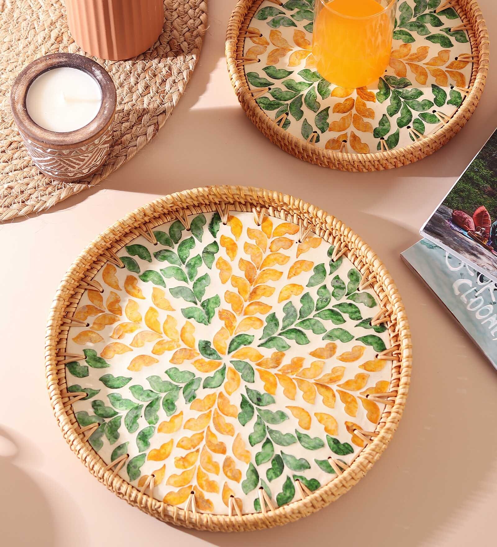Decorative Tray | Tray For Gifting | Round Tray | Bamboo Tray | Tray For Kitchen Organizer
