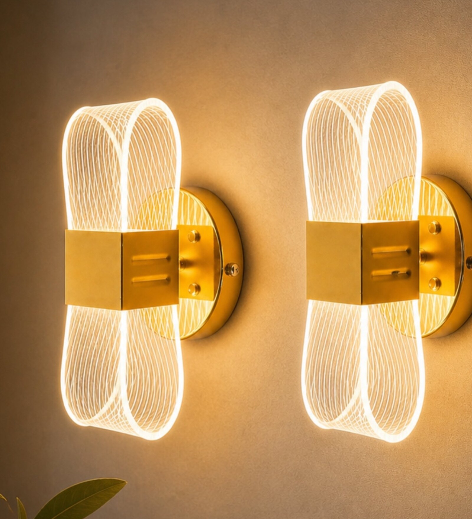 Golden Novelty Wall Light Set of 2