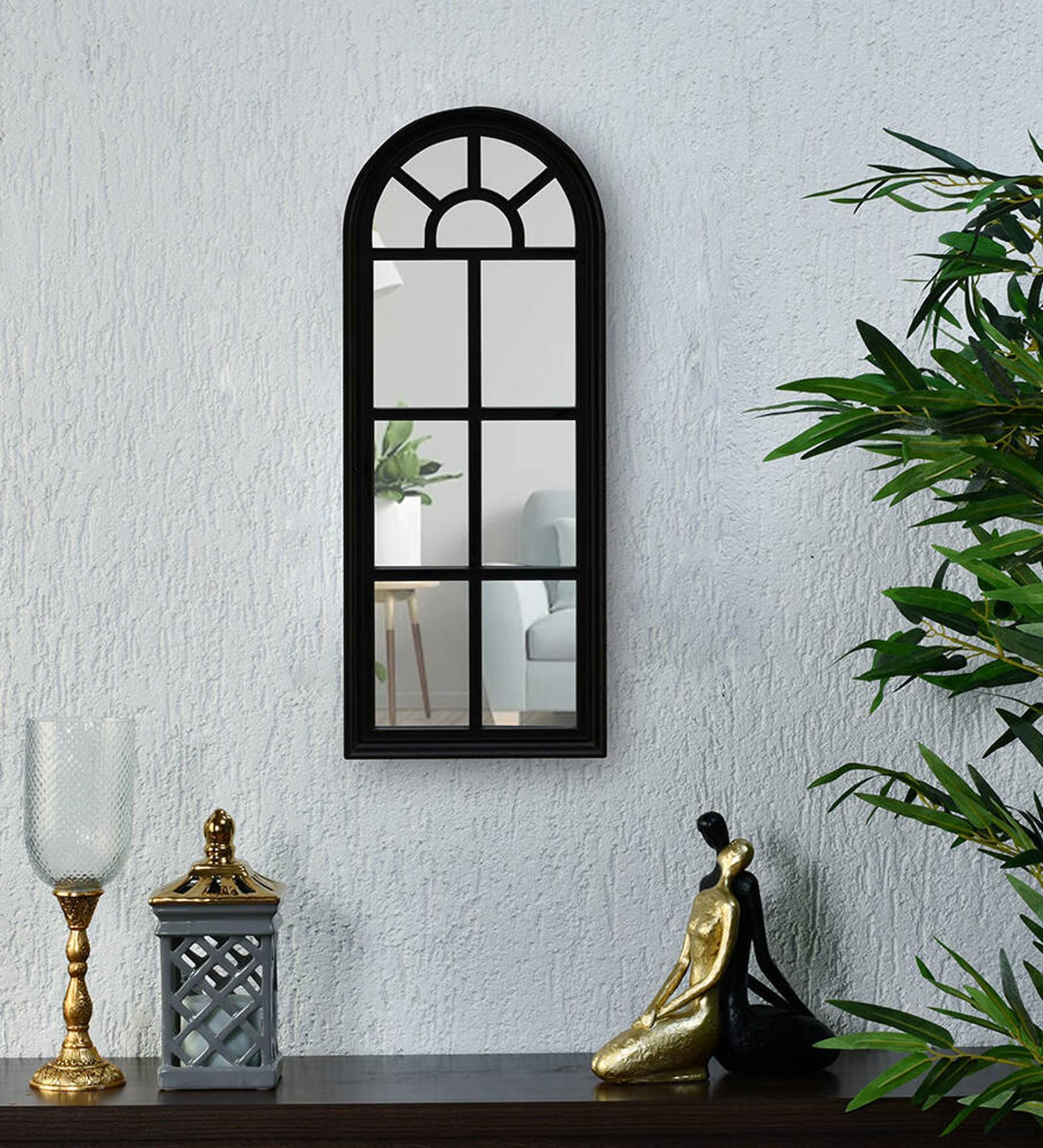 Decorative Windowpane Black Plastic Wall Mirror