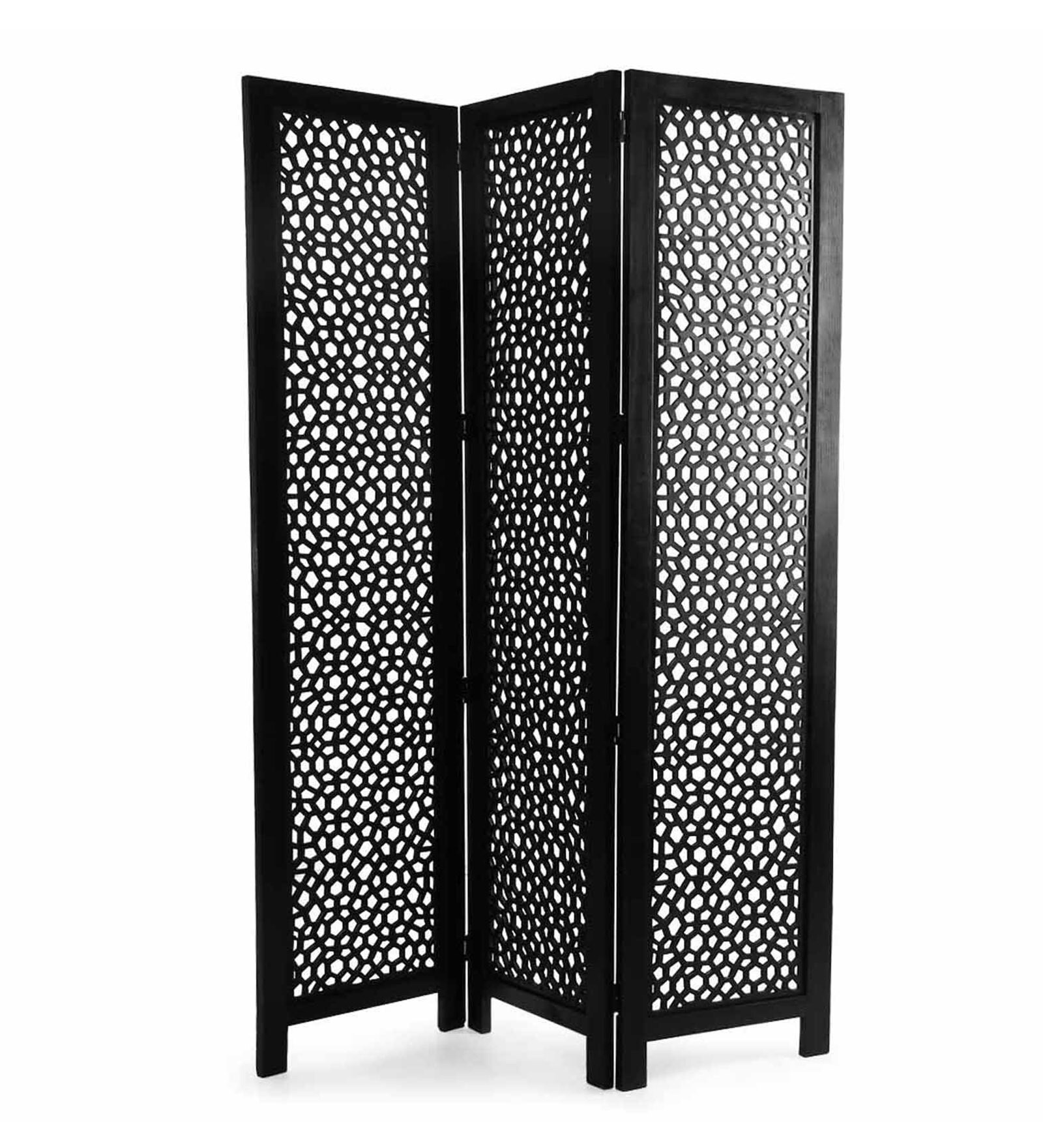 Buy Solid Wood Room Divider in Black Colour by Decorhand Online