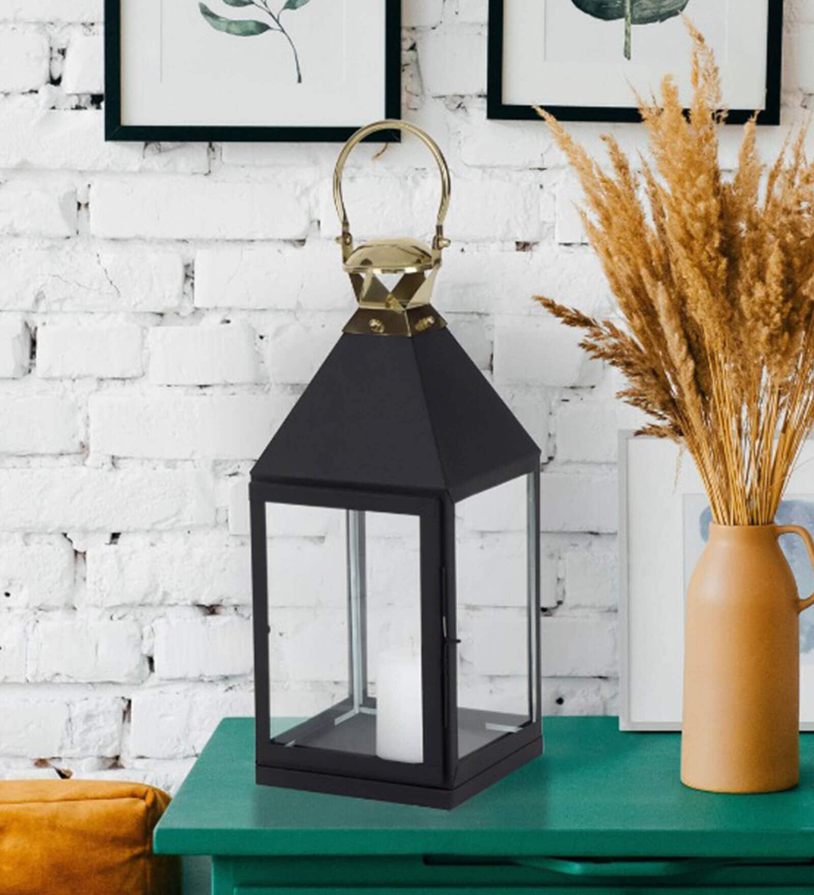 Decorous Black Metal Table Lantern
