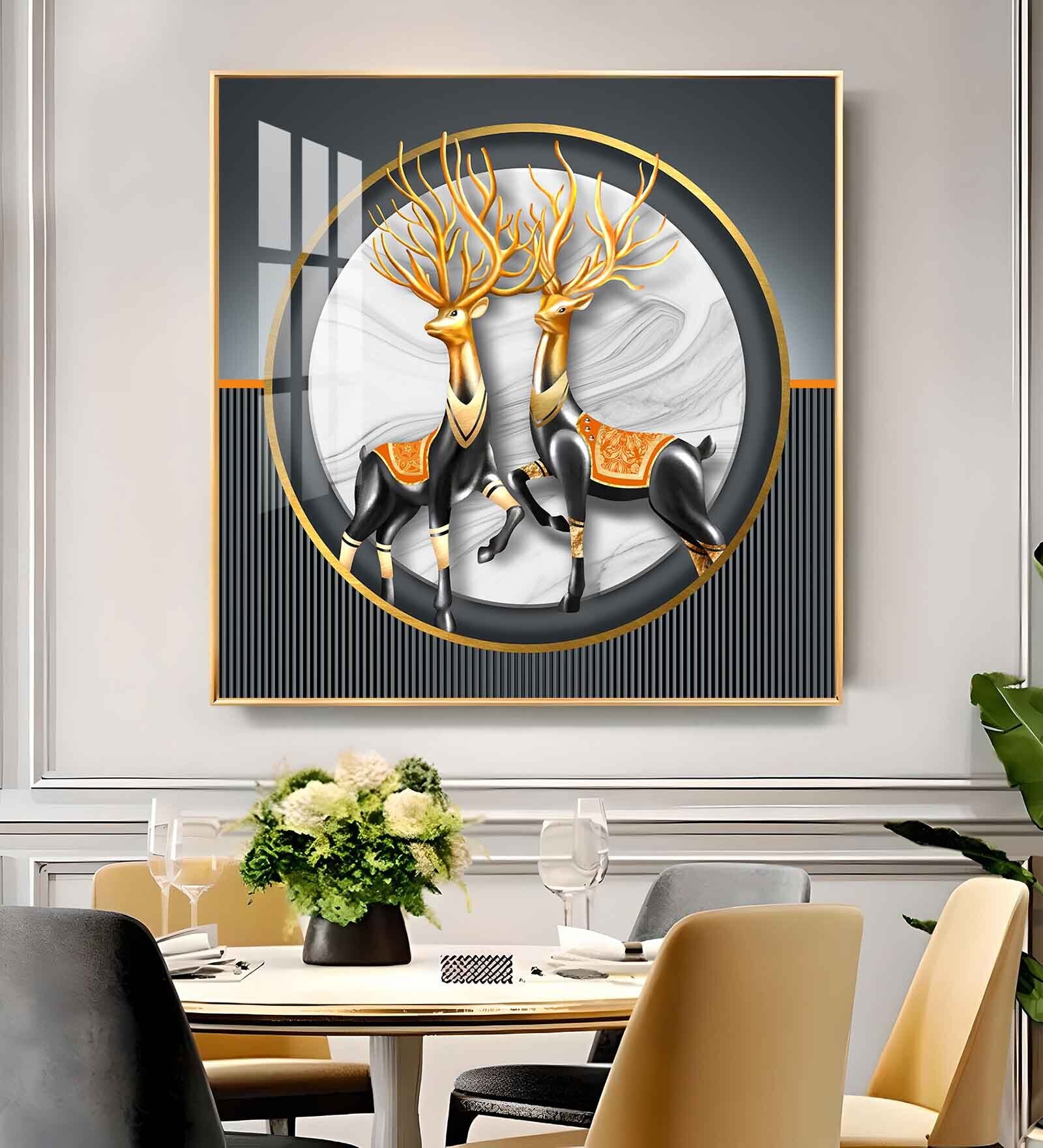 Deer in Unity Glass Finish Square Wall Art