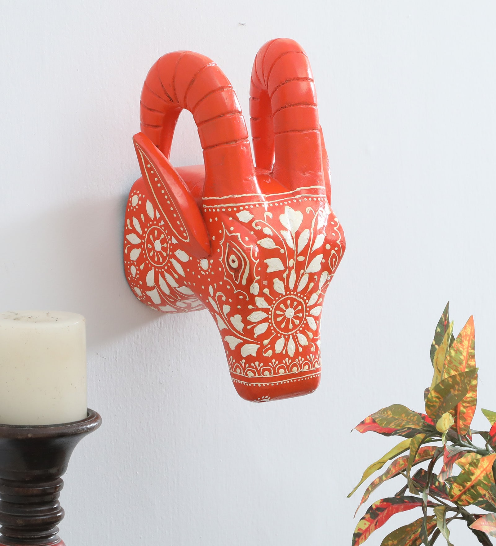 Red Deer Sclupture Mango Wood Wall Mask