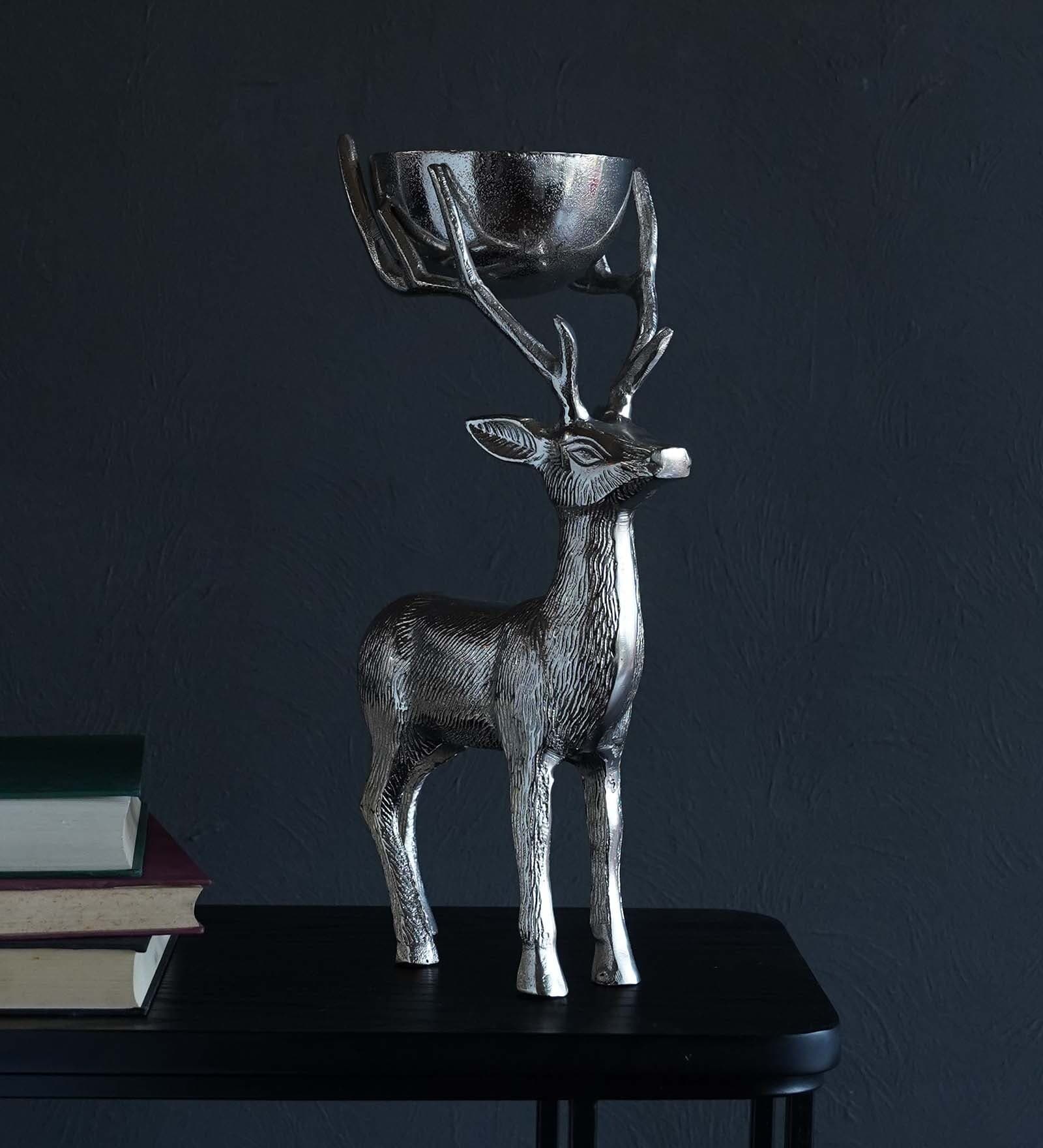 Deer Sculpture Metal Table Vase