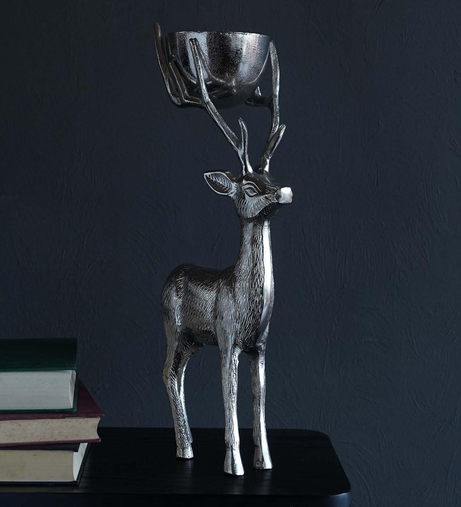 Deer Silver Metal Tealight Holder