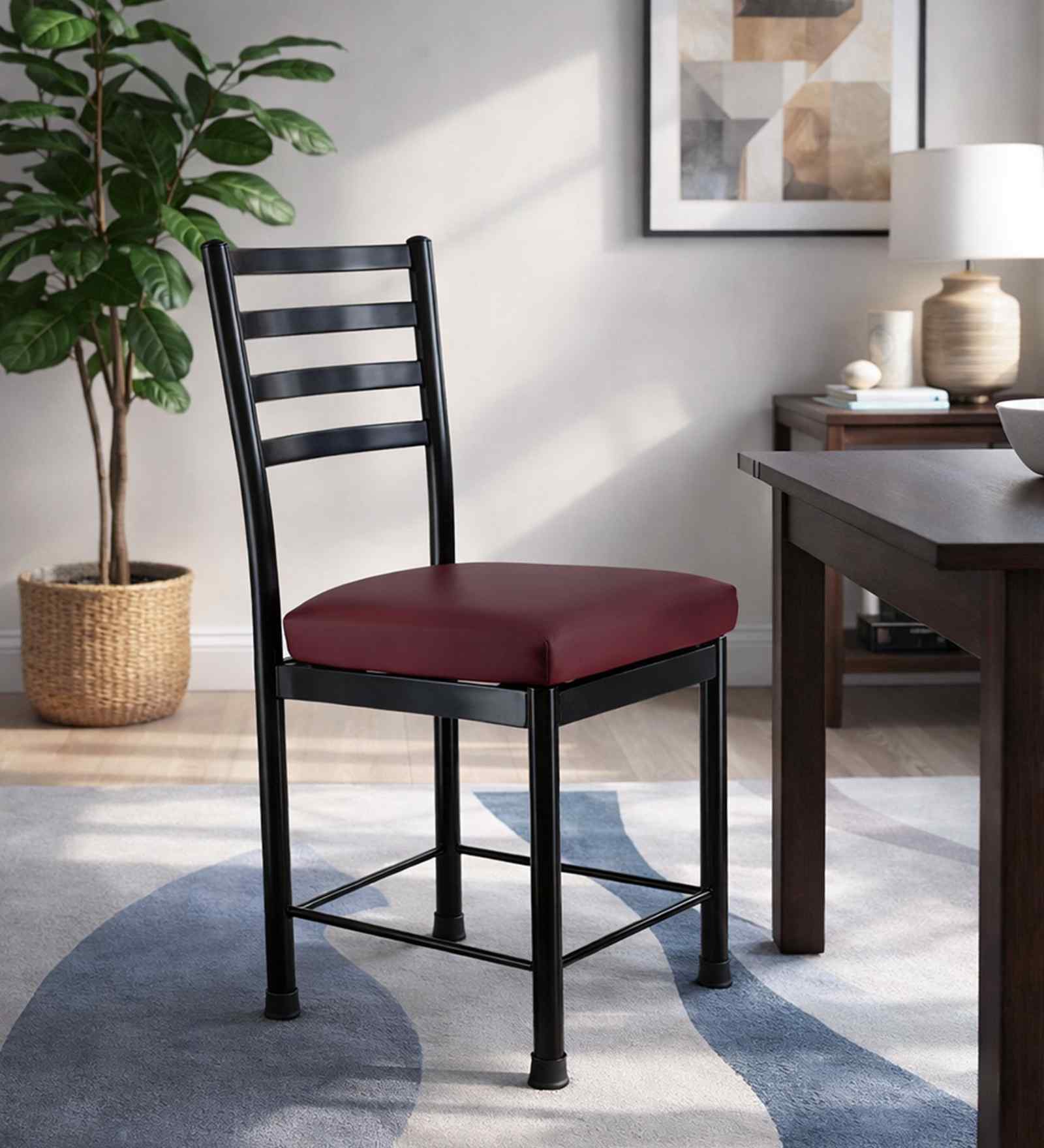 Dell Leatherette Dining Chair In Brown Colour