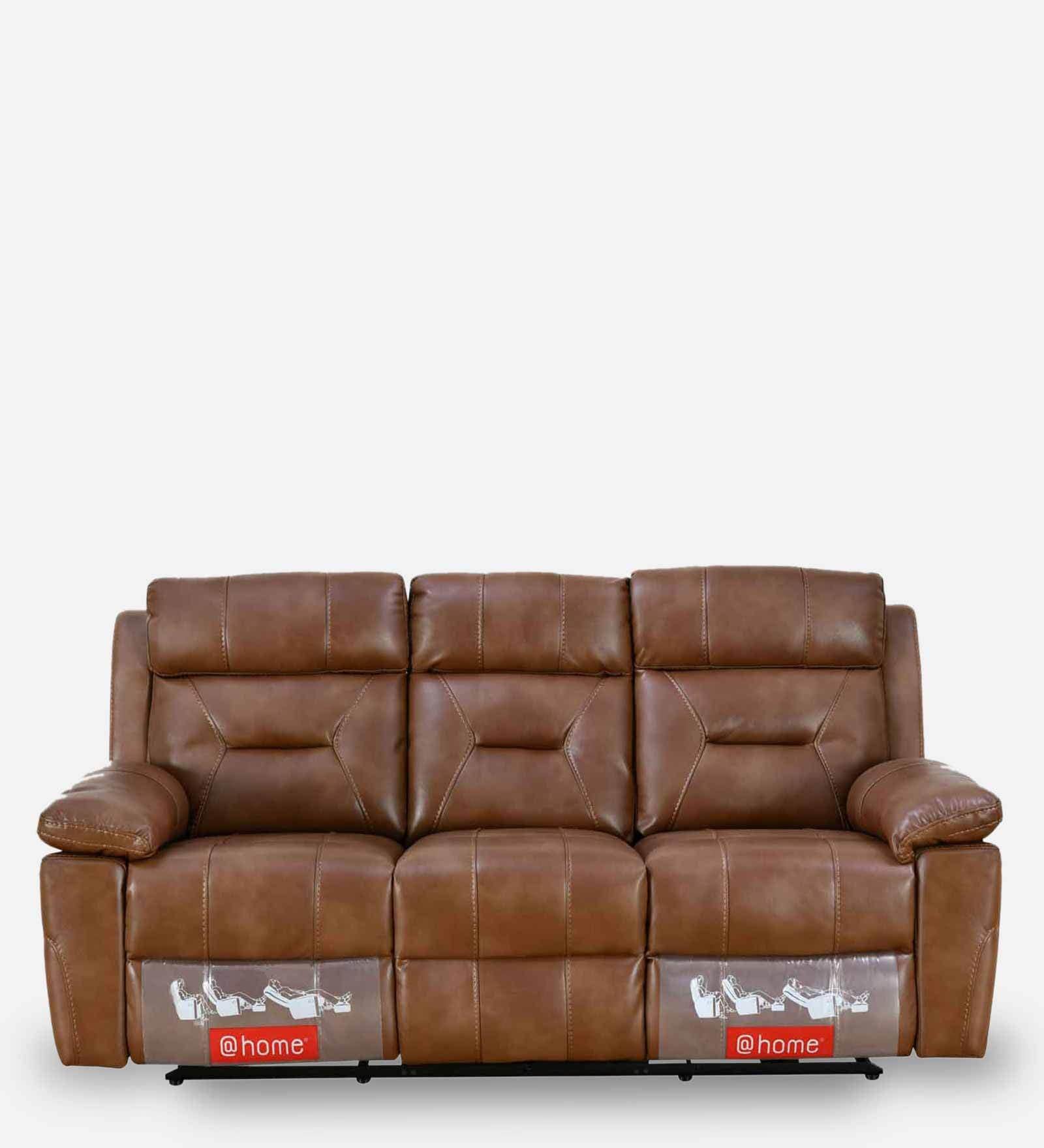 Delp Leatherette Motorized 3 Seater Recliner in Choco Brown Colour