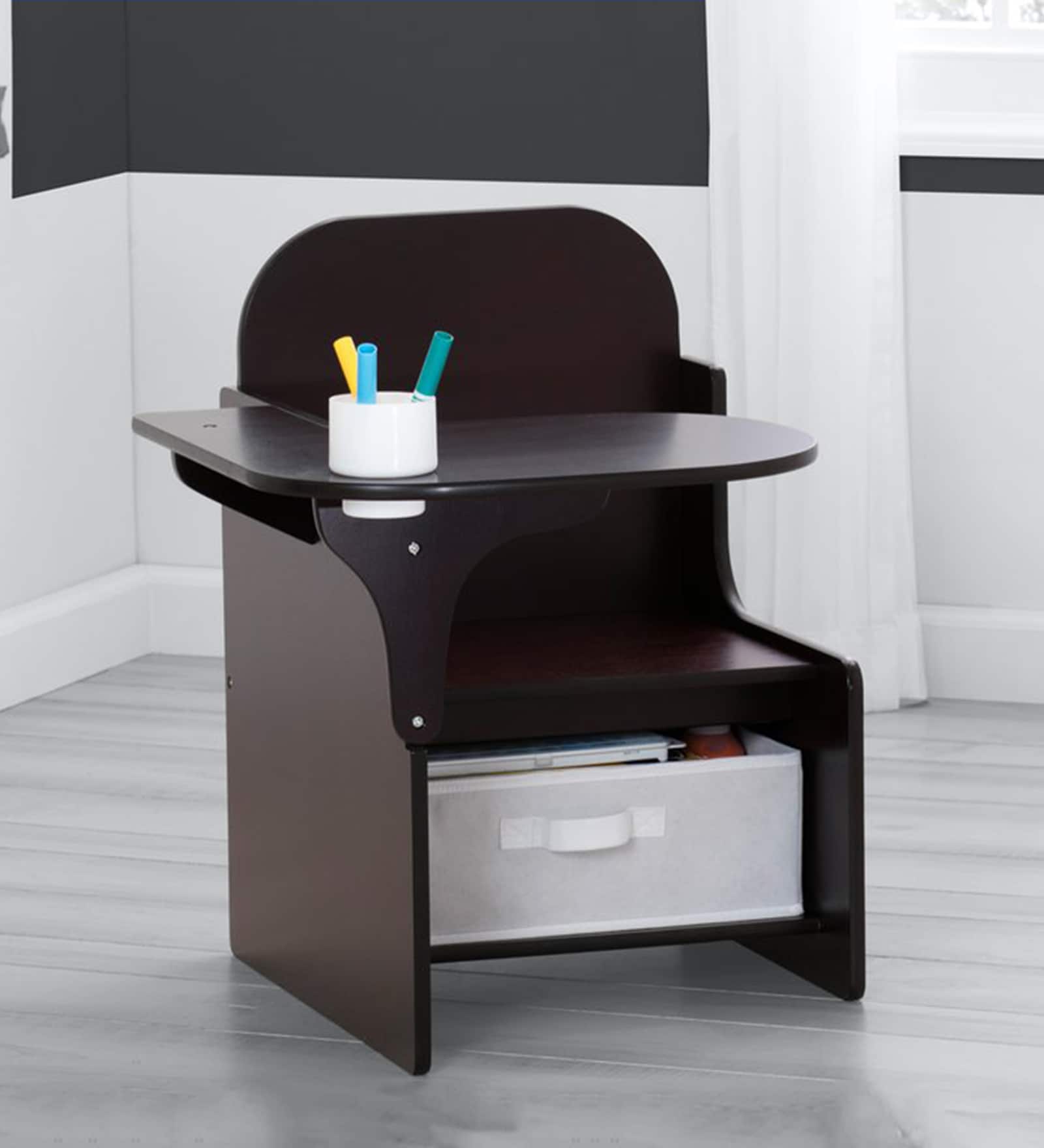 Delta Chair with Desk in Chocolate Brown Colour