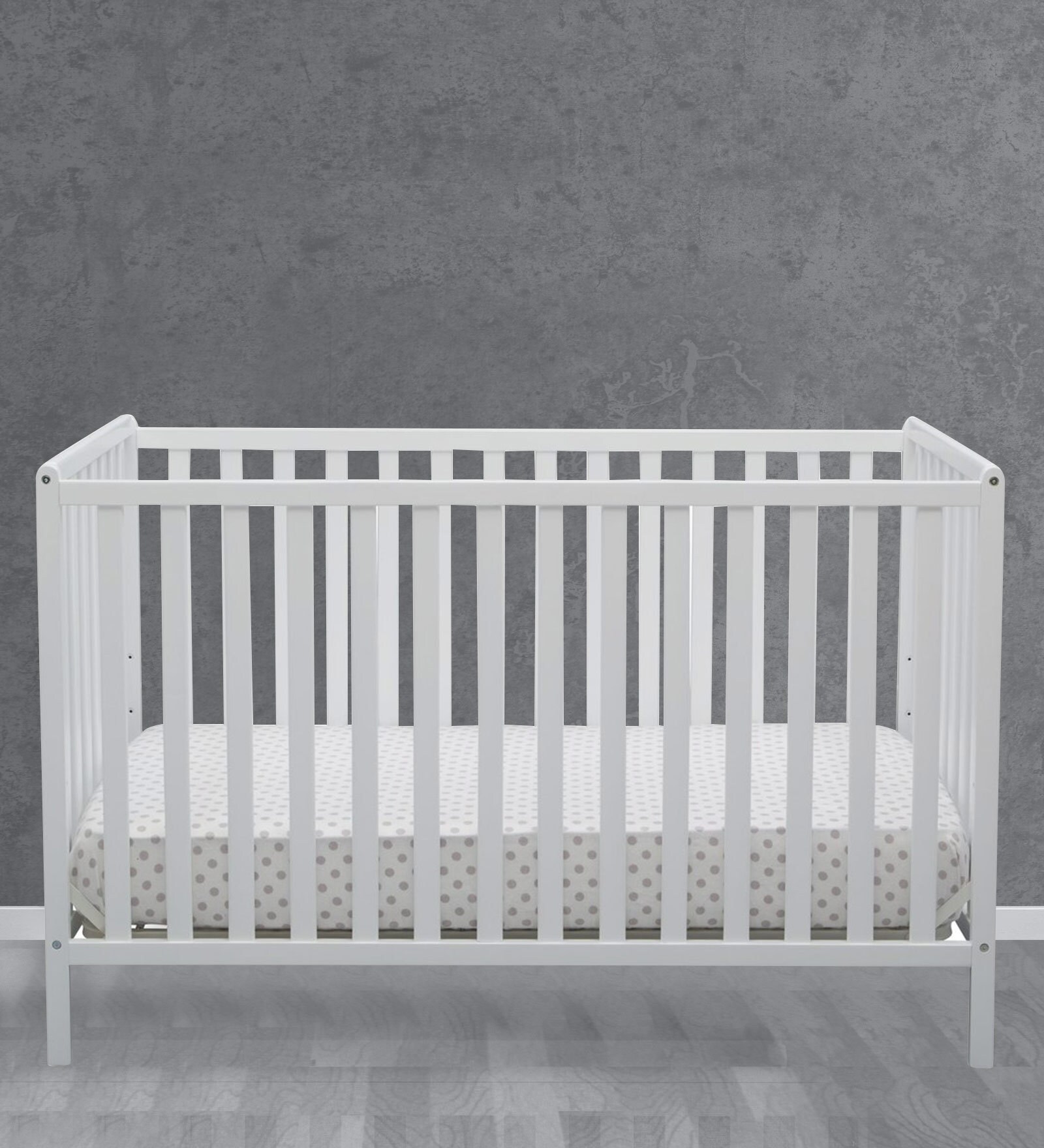 Solid Wood Cribs in White Colour with Convertible Bed