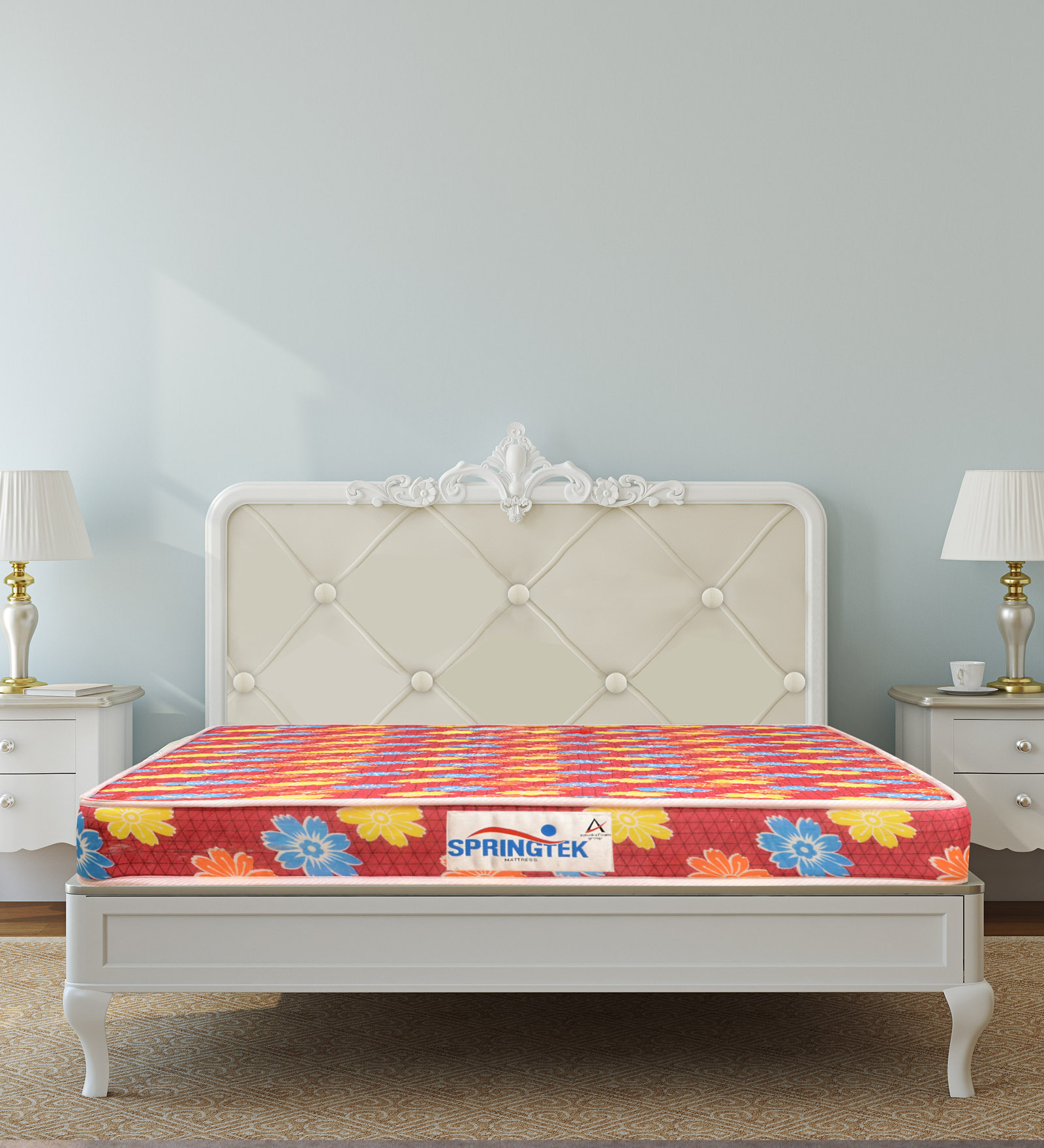 Buy Deluxe Flora Queen Bed Back Support 75x48x4 Inch Coir And Foam Mattress Free Pillow By 7579