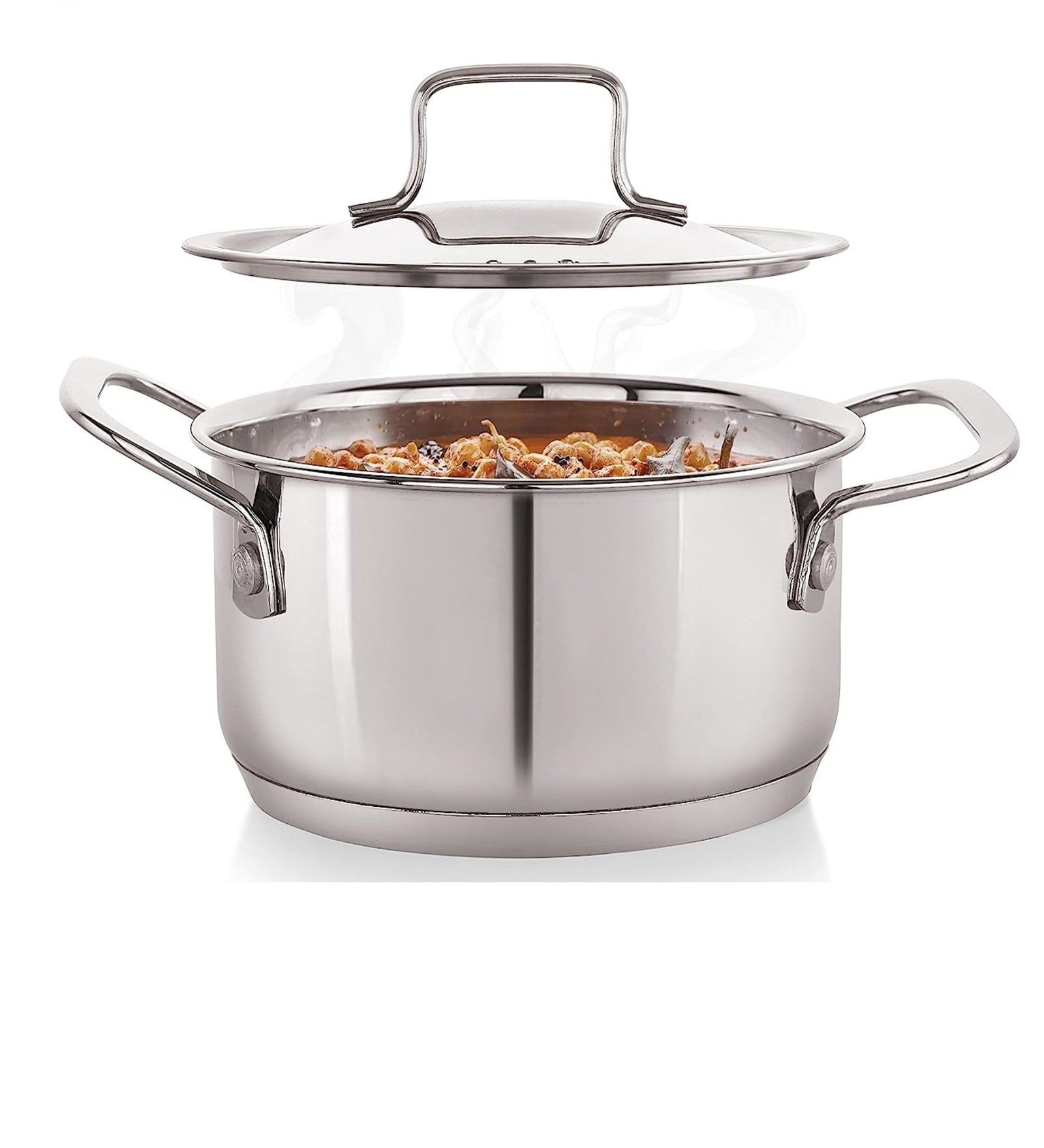 Deluxe Series Stainless Steel Dia-7.87 Inc Impact Bonded Tri Ply Bottom Induction Straight Casserole with Steel Lid