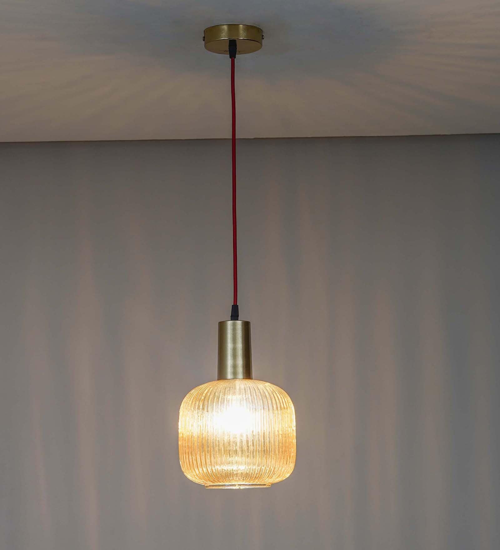Demarius Amber Glass Single Light Hanging Pendant Light
