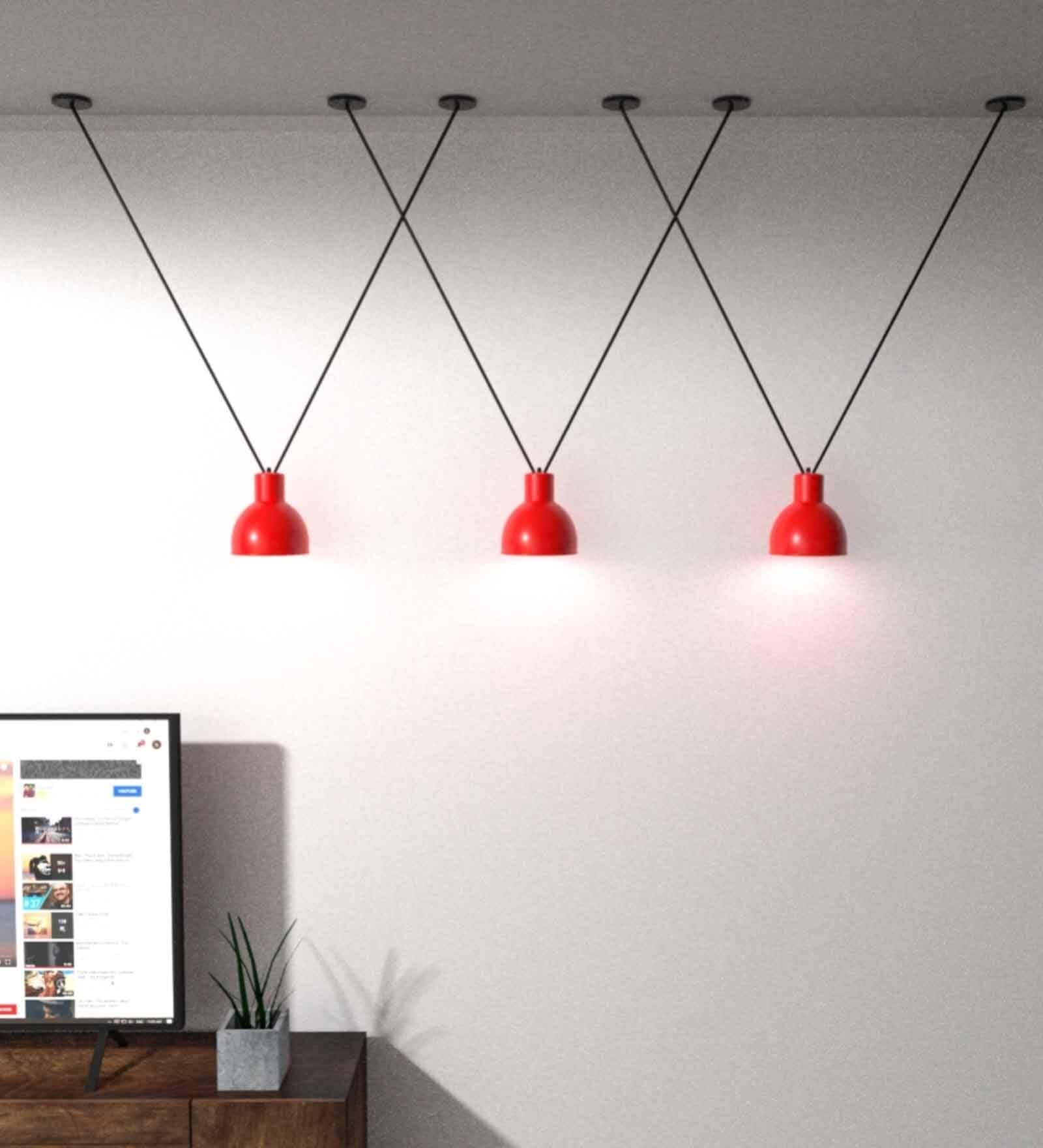Demeanor Red Matt Metal V-Cluster Hanging Light