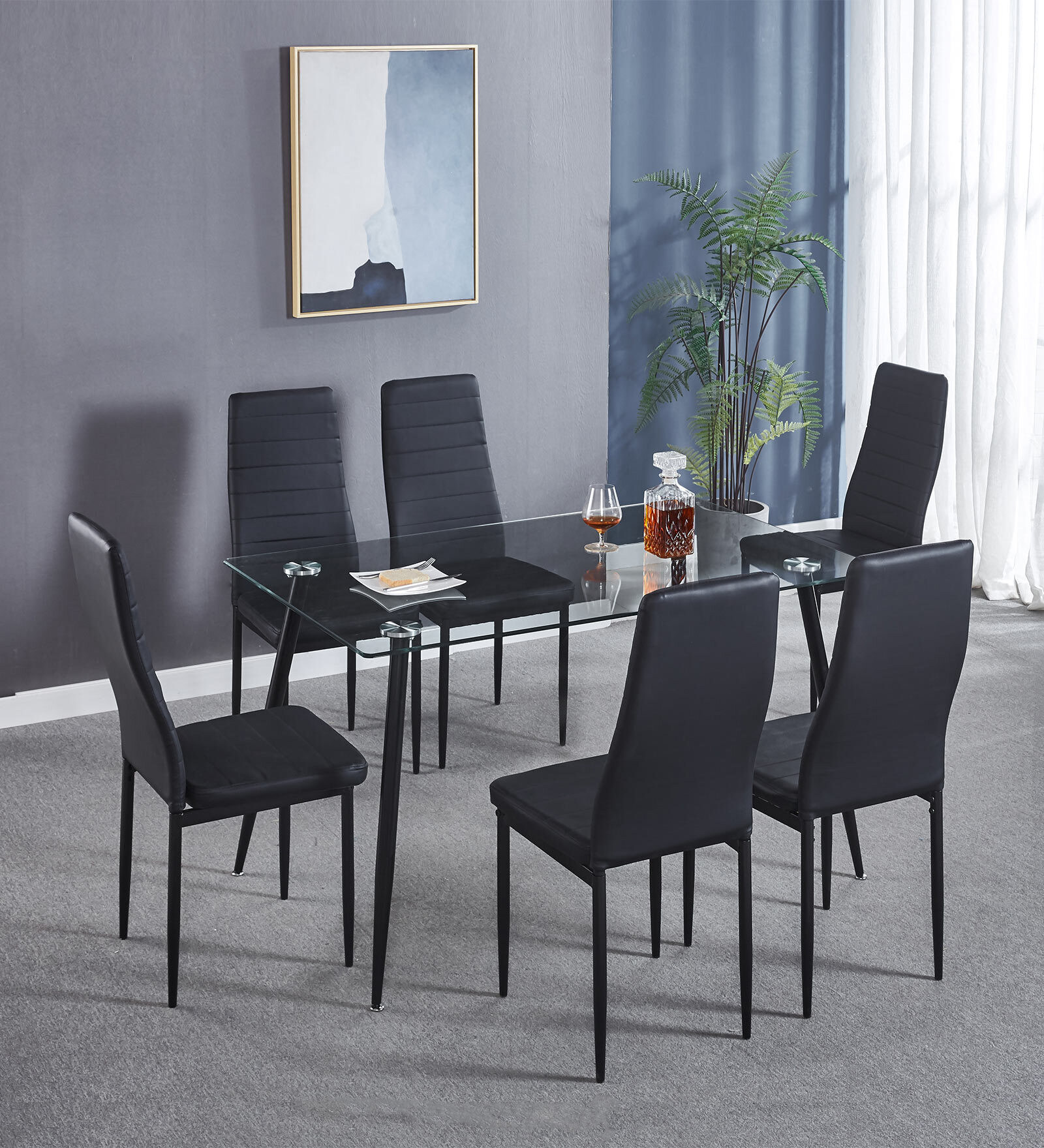 Buy Demphone Metal 6 Seater Dining Set in Black Colour at 10% OFF by ...