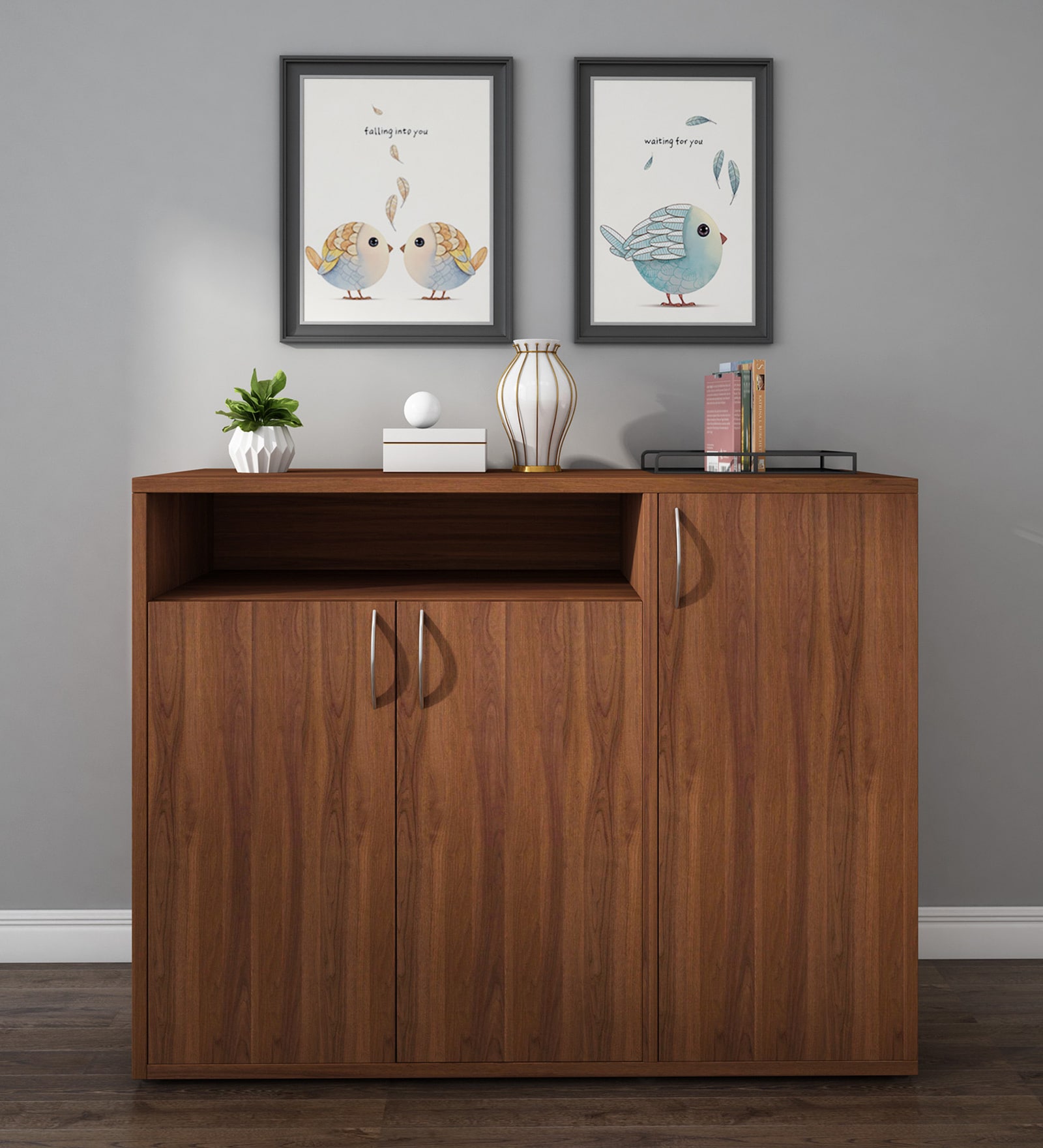 Denera Shoe Cabinet in Walnut Finish