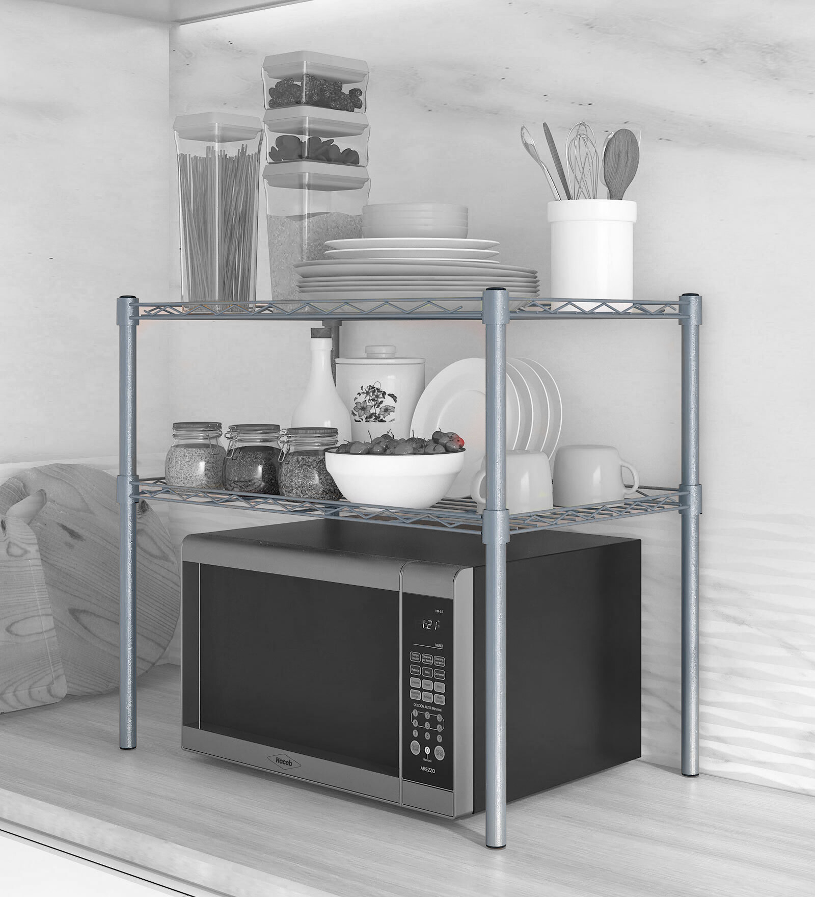 Buy Denham Kitchen Metal Racks Basic With Oven Space In Silver Colour