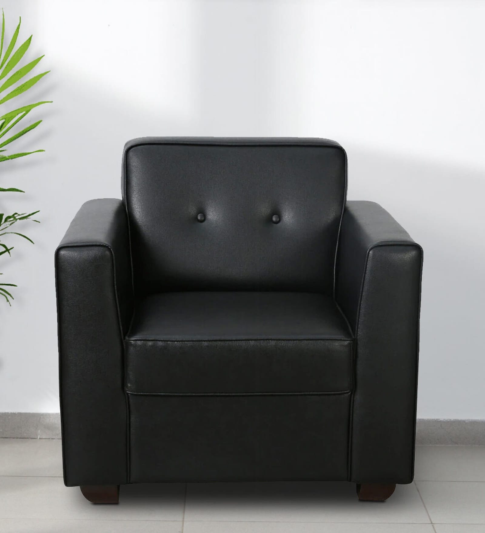 Denia Leatherette 1 Seater Sofa In Black Colour