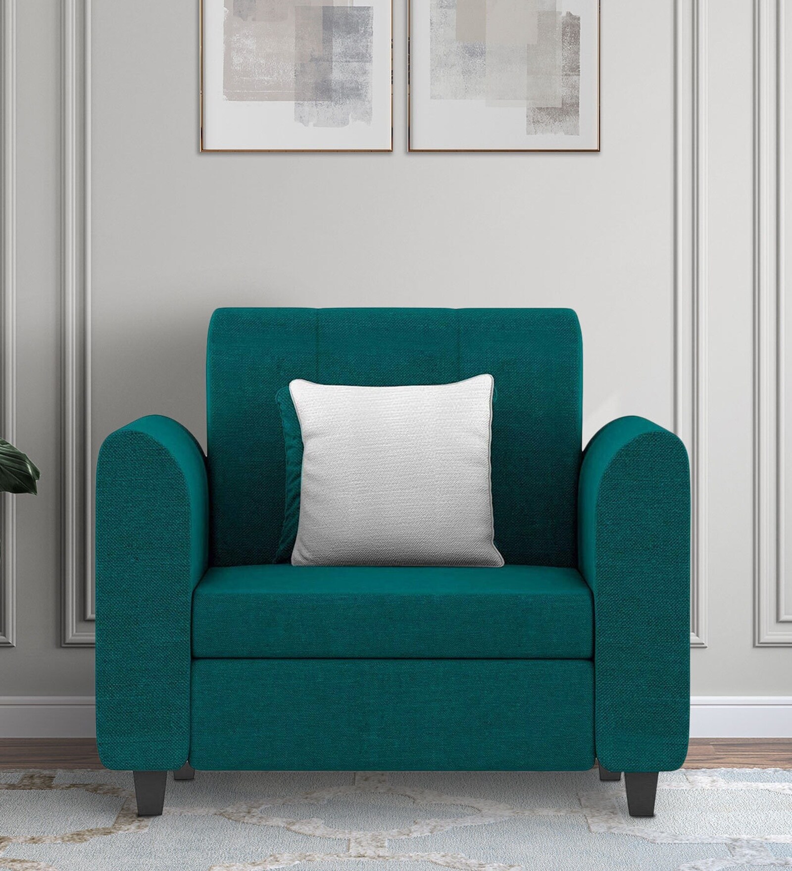 Buy Denmark Fabric 1 Seater Sofa in Sea Green Colour at 61 OFF by