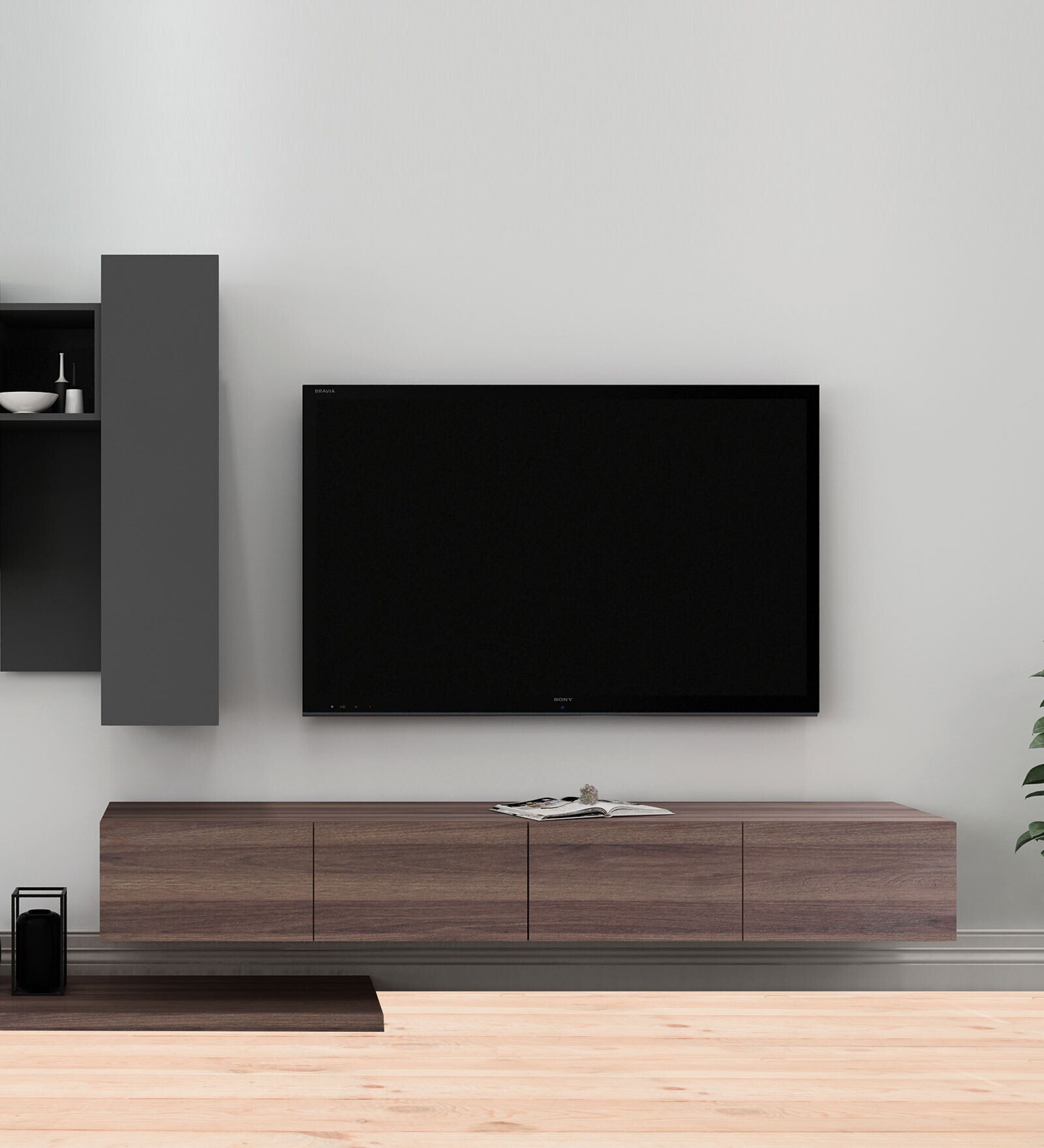 Denny Entertainment Console in Brown Colour With Storage