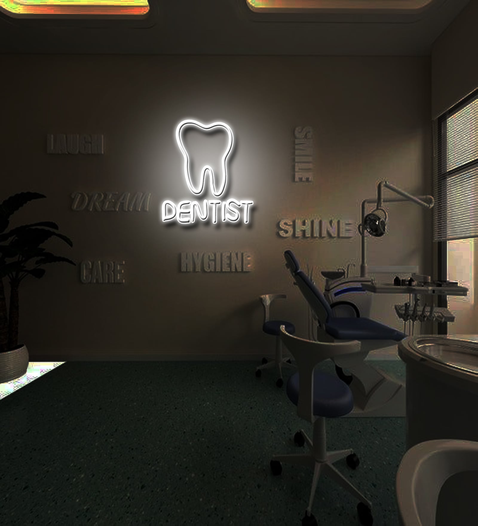 Dentist Tooth  (W 12 x H 12) Acyrlic & Silicone LED Neon Light (Multicolor)