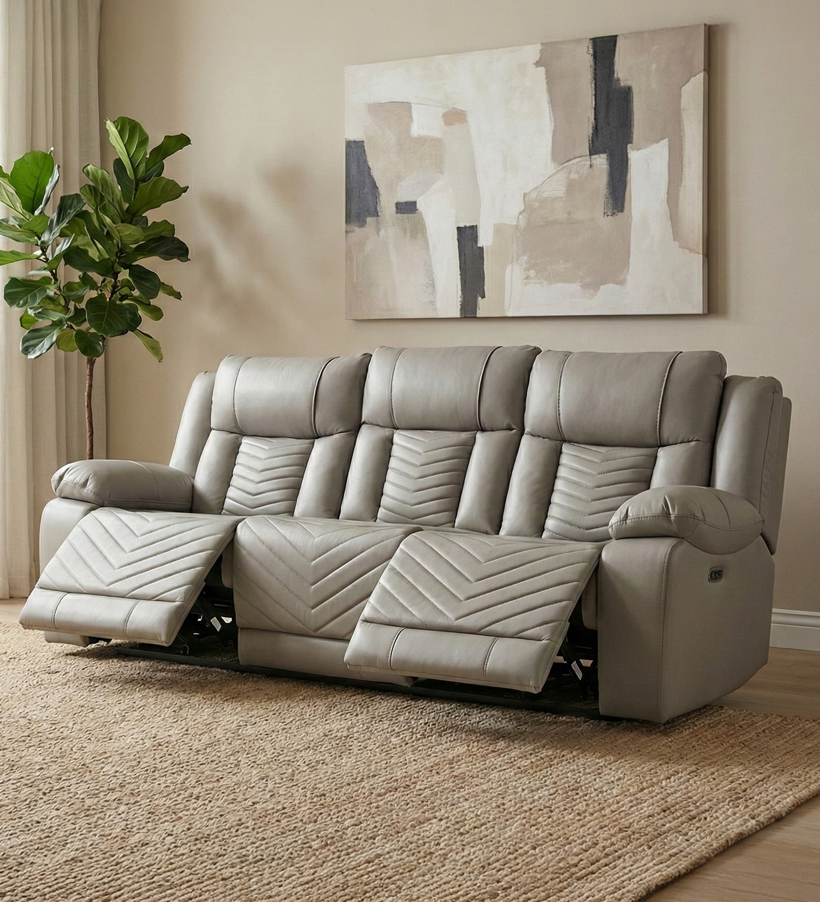 Denver American Power Motion Recliner 3 Seater In Beige Colour