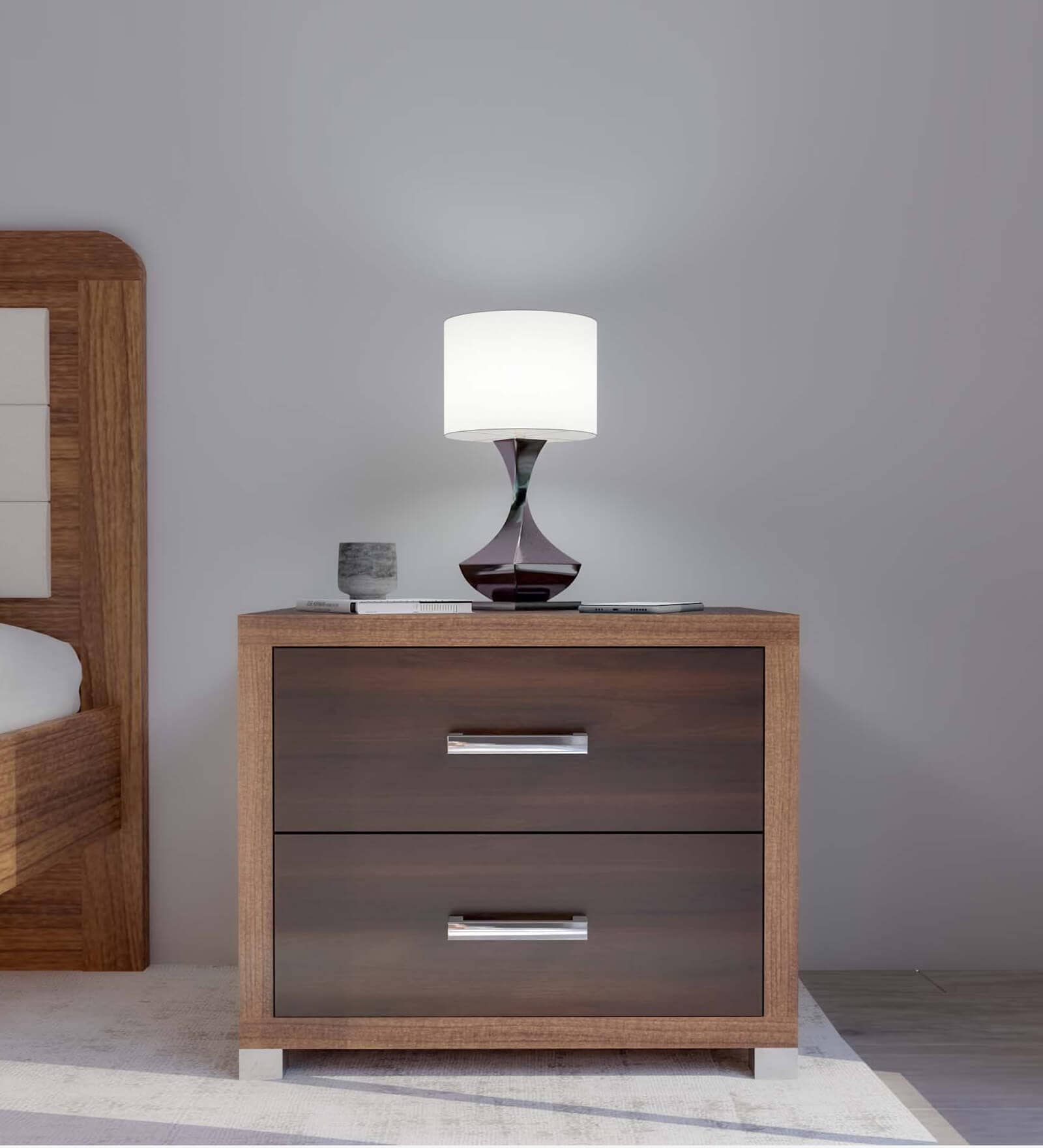 Denver Bedside Table In Leon Teak Finish