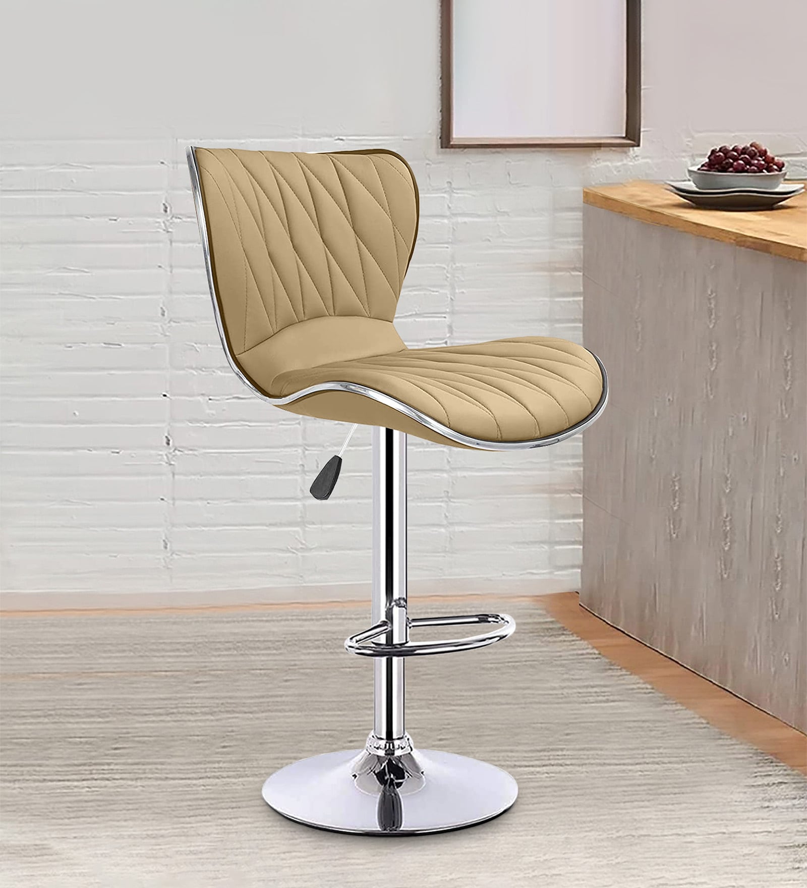 Buy Denver Leatherette Bar Stool in Cream Colour at 4 OFF by Chairwale