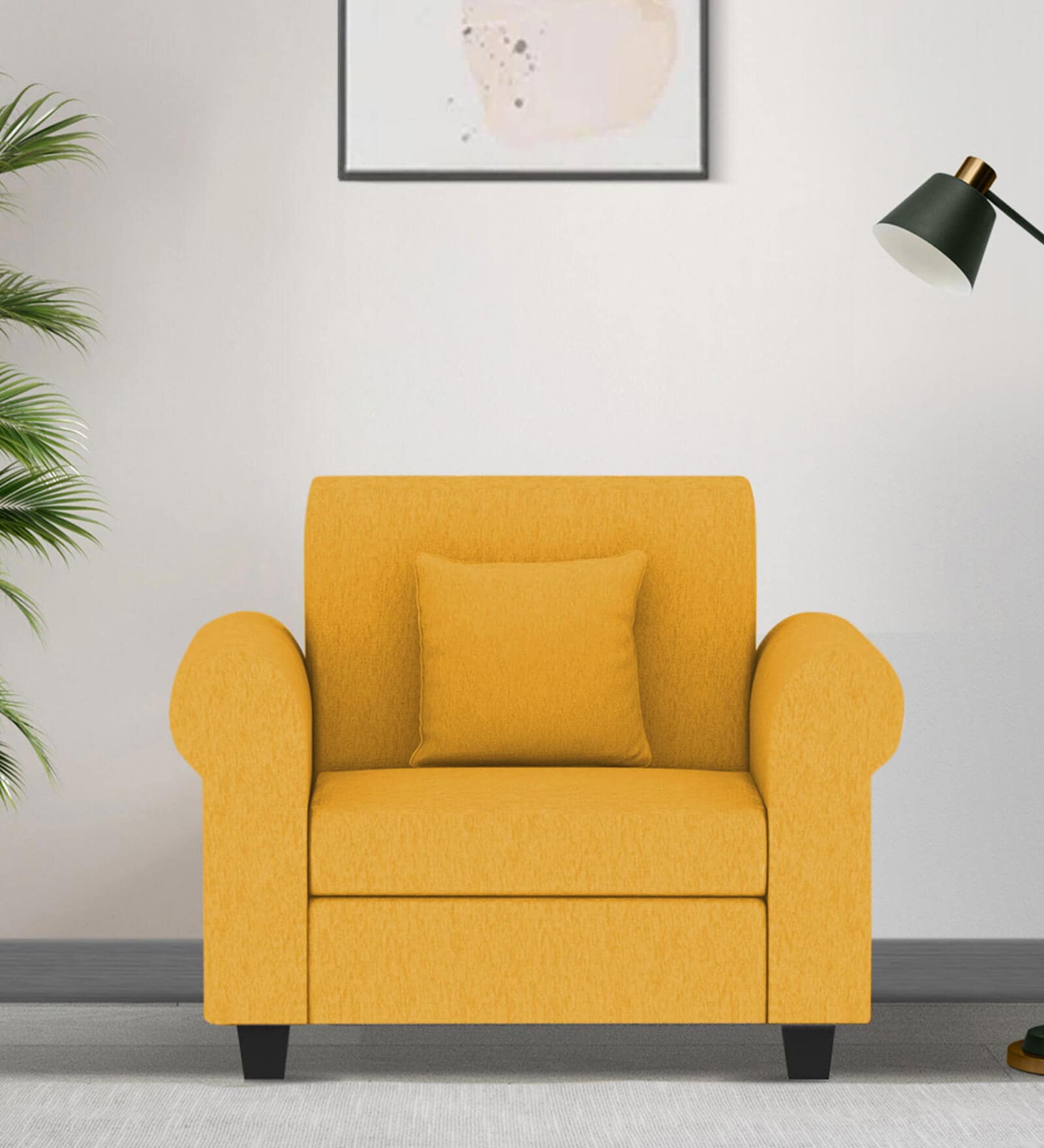 Derado Fabric 1 Seater Sofa in Bold Yellow Colour