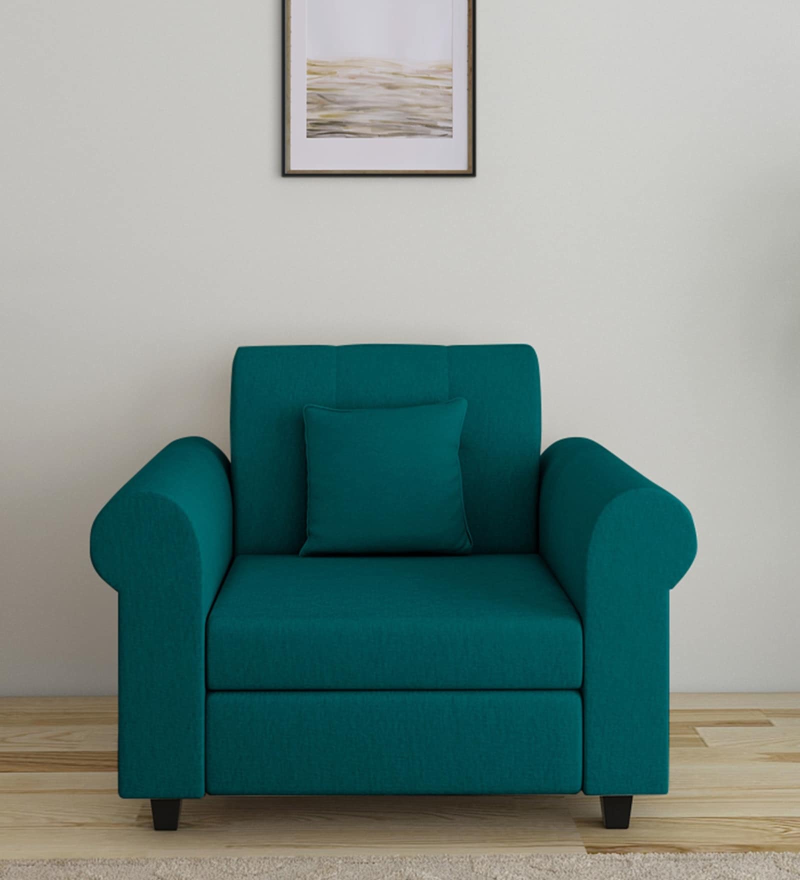 Derado Fabric 1 Seater Sofa in Sea Green Colour