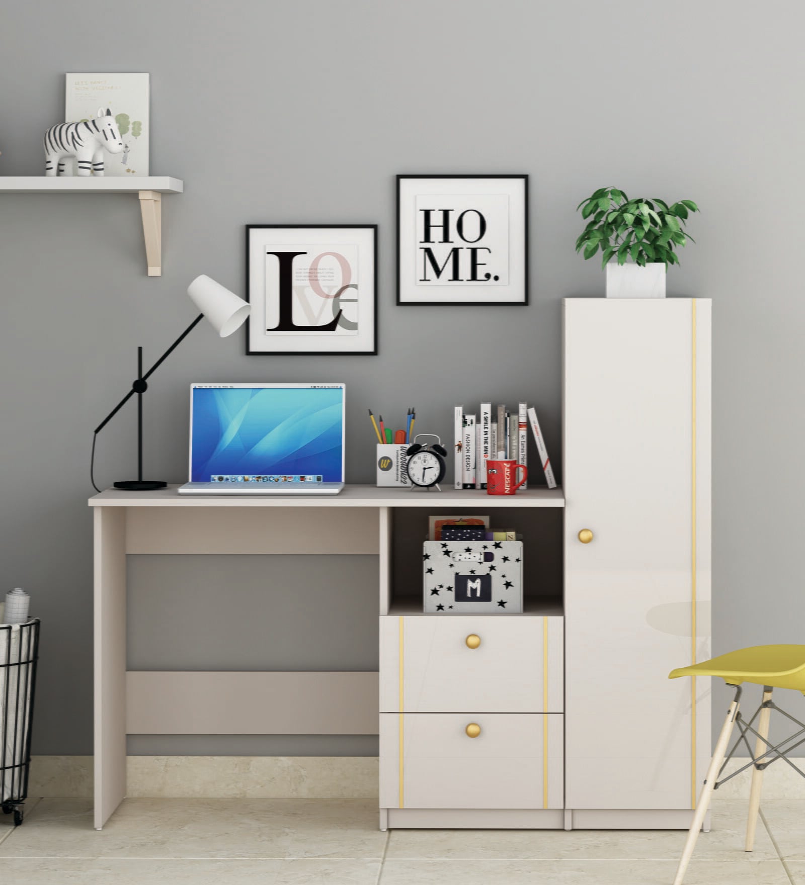 Derrick Study Table In Champagne Finish Derrick Study Table In Champagne Finish