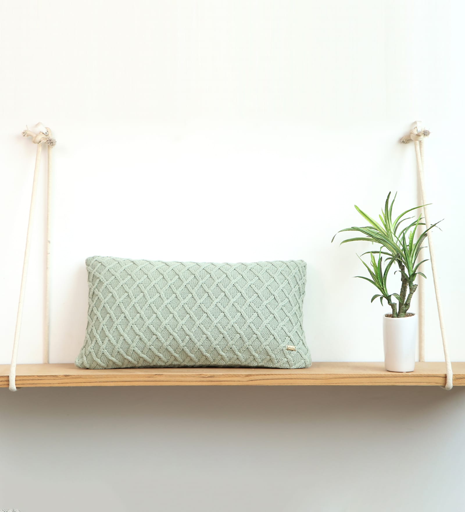 Desert Sage 100% Cotton Crest 12X20 Inches Knitted Cushion Cover