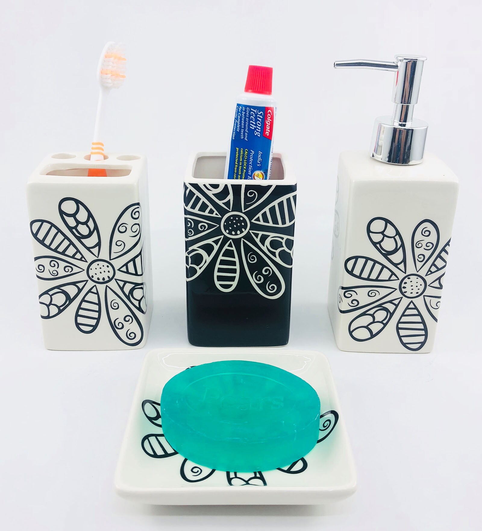 Buy Go Hoooked Ceramic Counter Top Bathroom Accessories in Multicolour