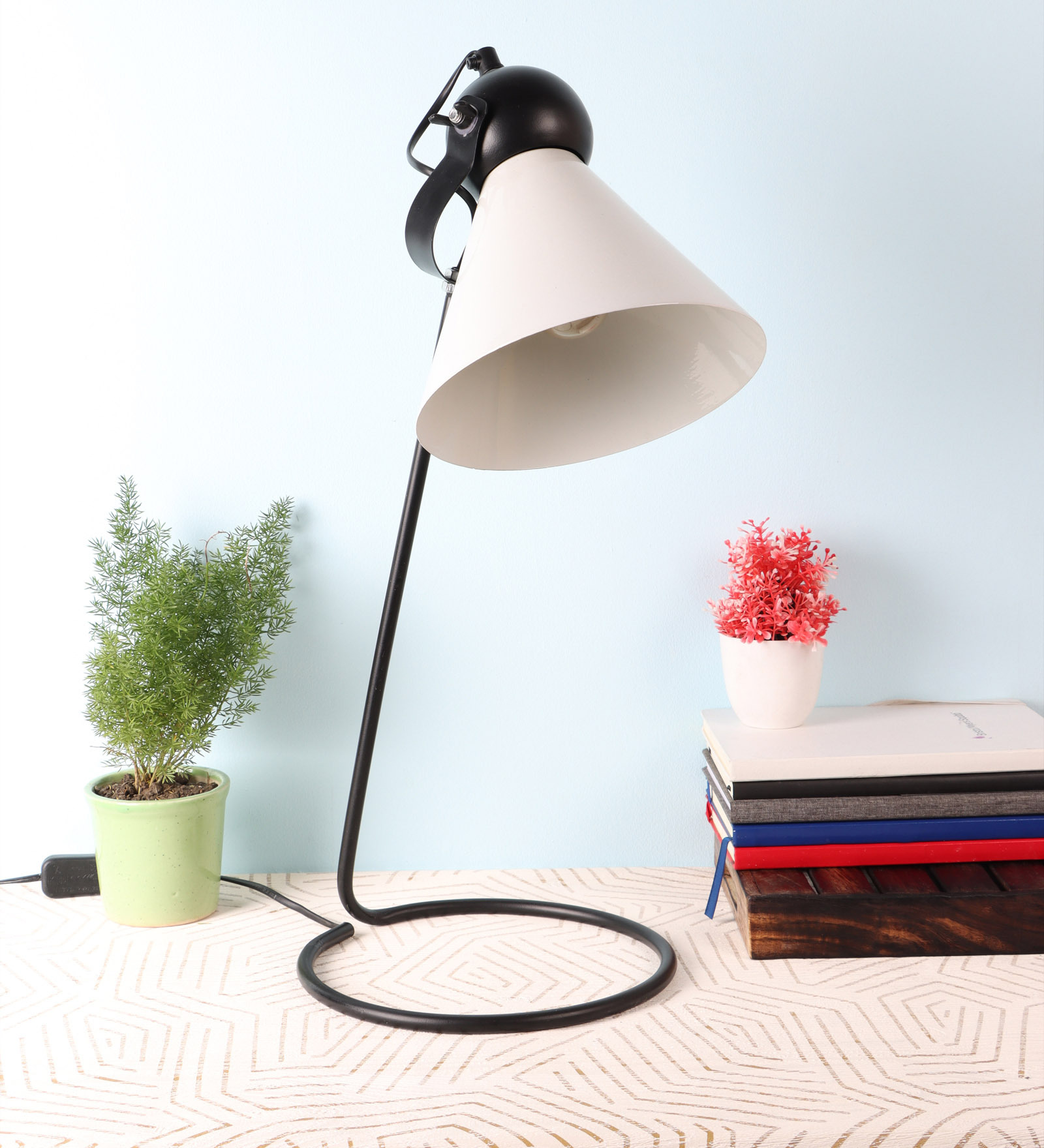 Buy Designer Black Iron Shade Study Lamp With Black Base By Kingsmarque ...