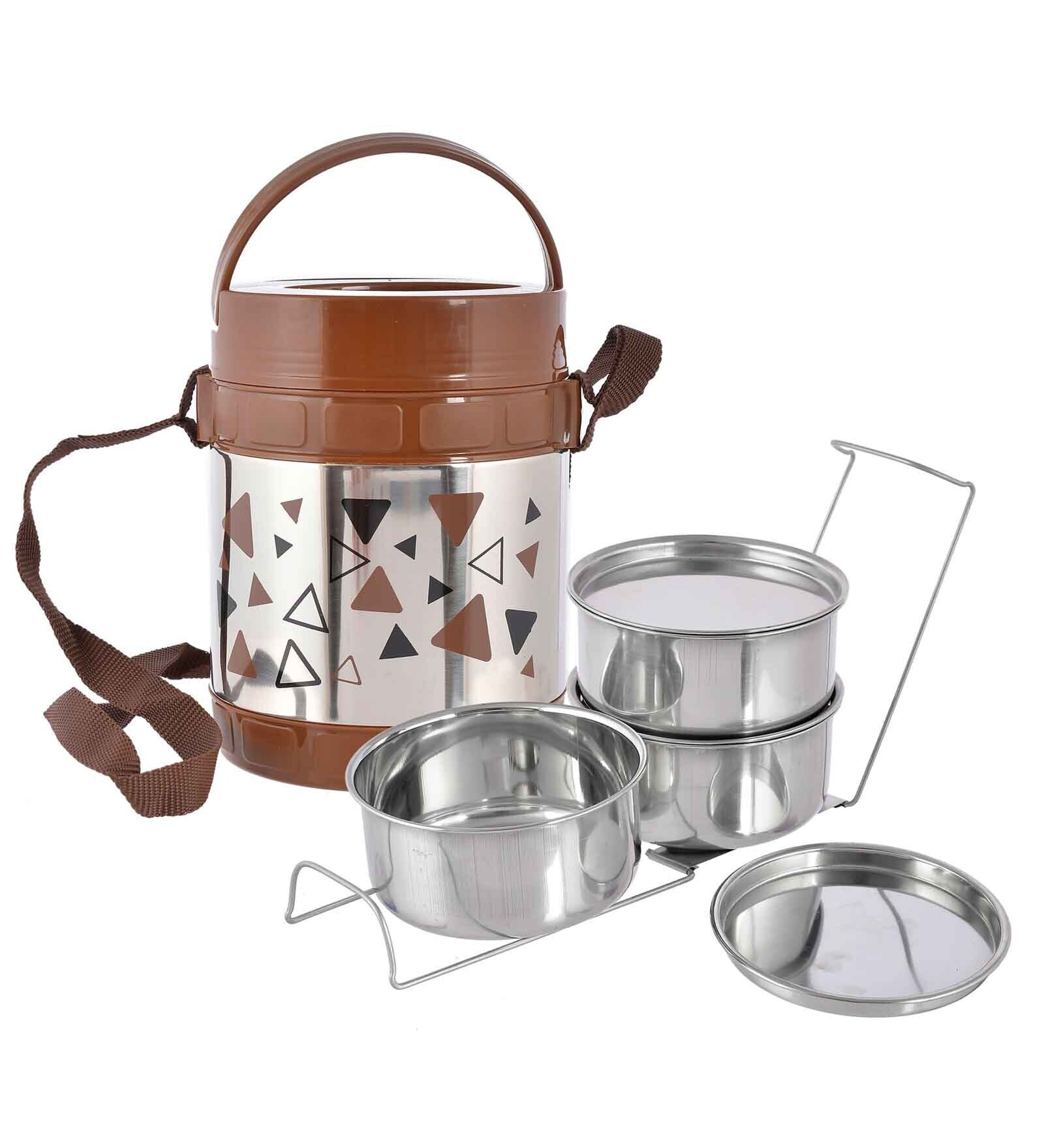 Designer Brown Stainless Steel Lunch Box