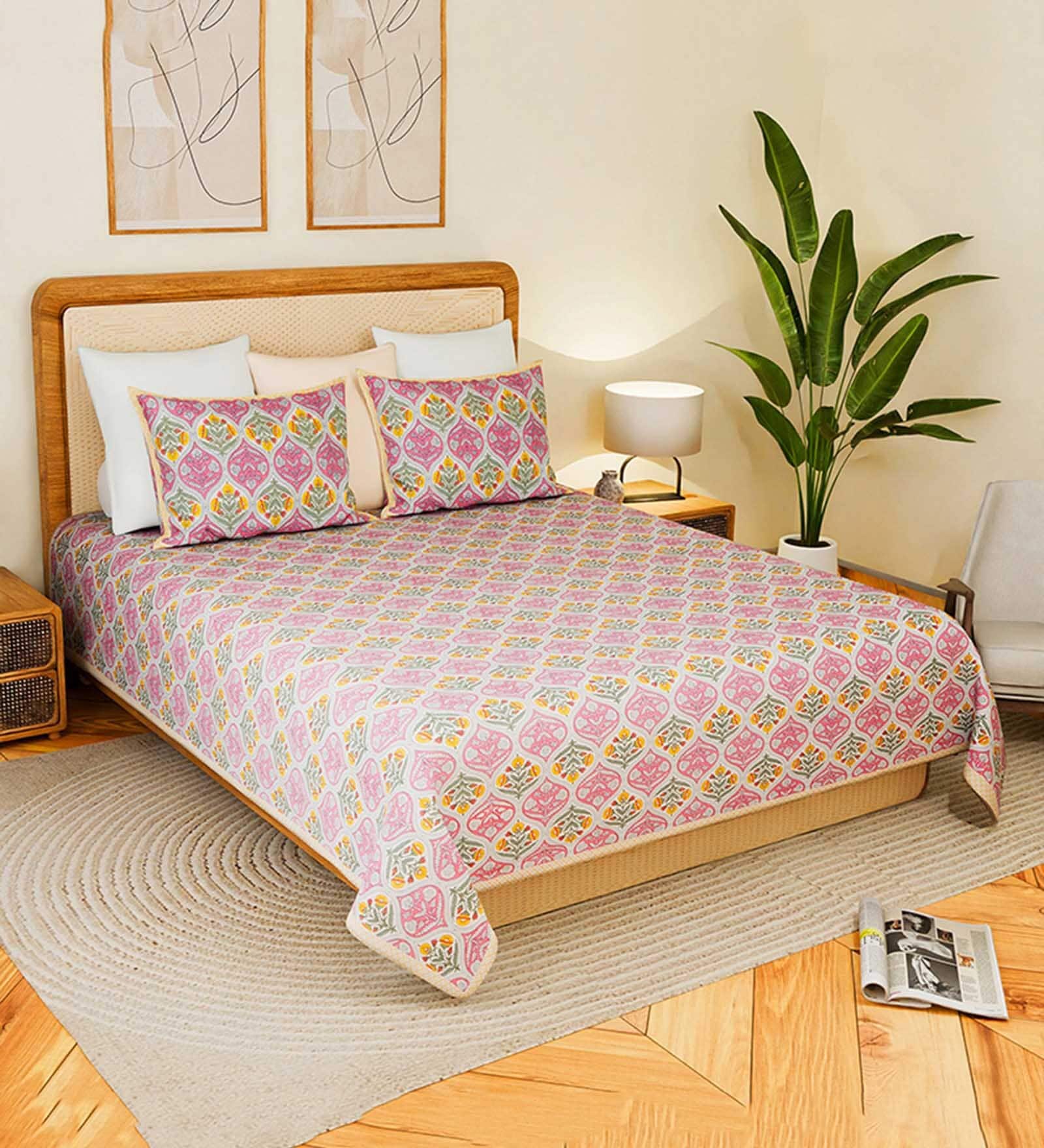 Designer Cotton Bedsheets with Pillow Covers for Home Decor and Gift Purpose