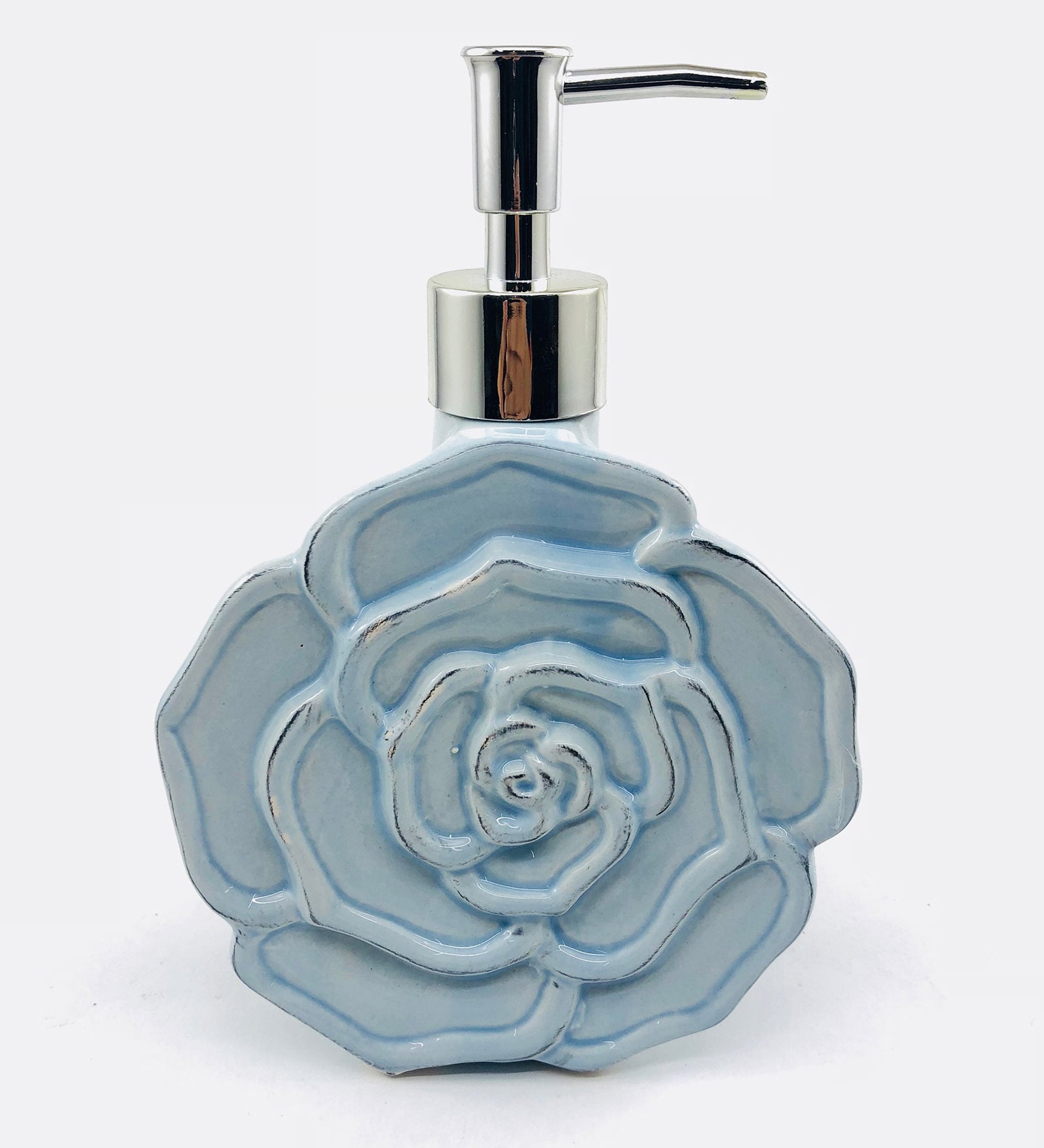 120 Ml Ceramic  Counter Top Liquid Soap Dispenser in Blue