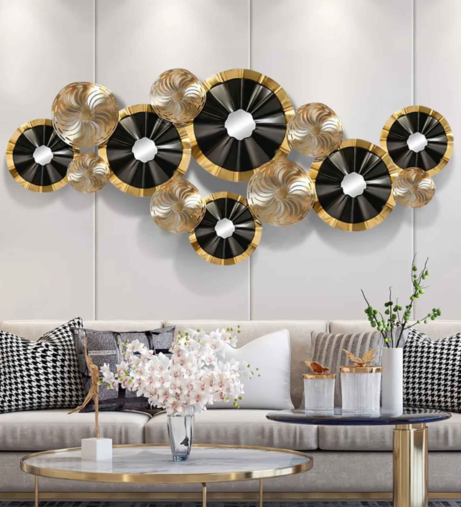 Designer Golden Black Metal Wall Art