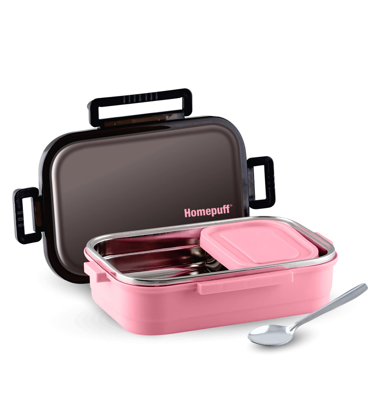 Buy Designer Peach Stainless Steel Lunch Box with Spoon by Homepuff at ...