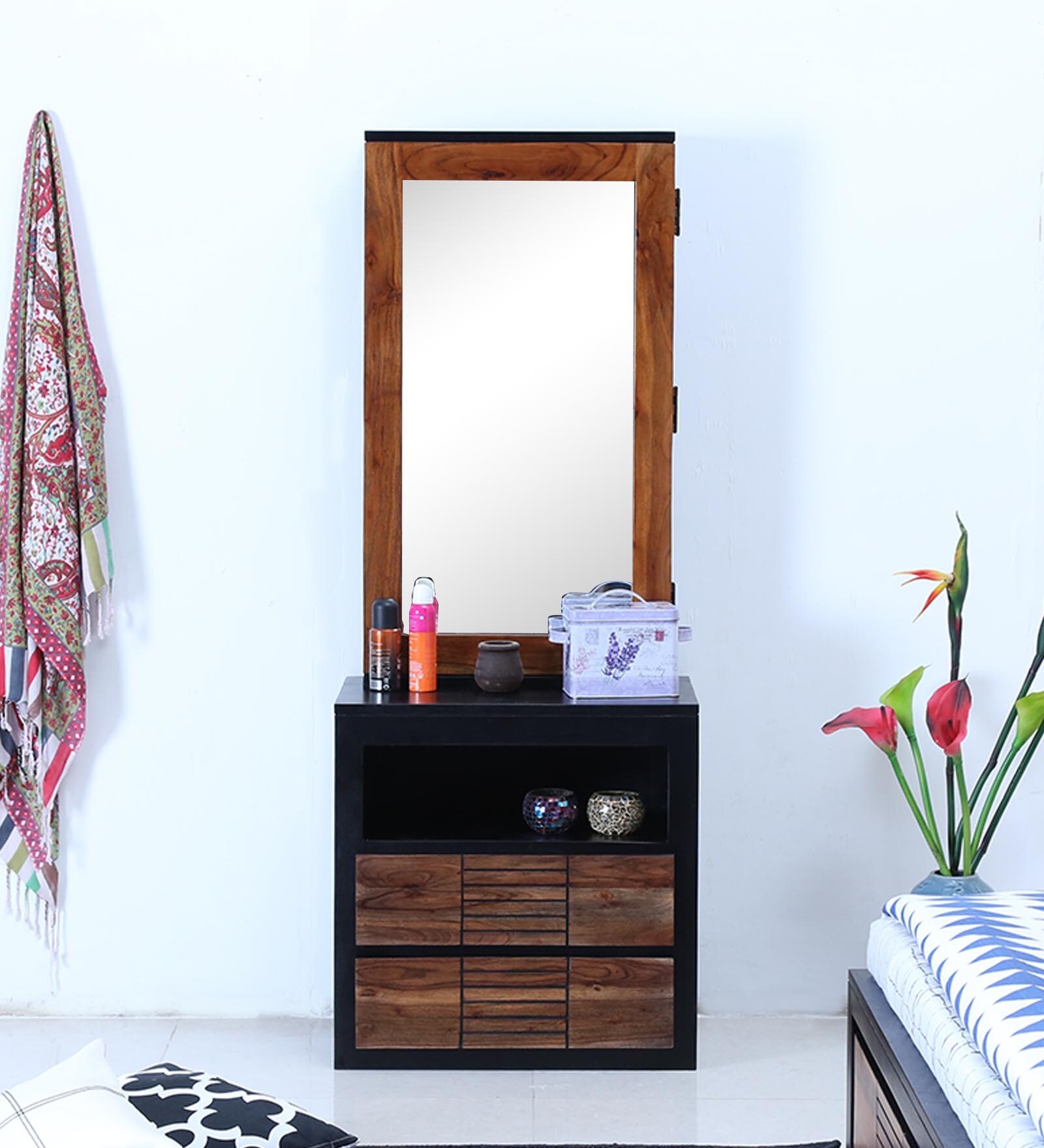 Deux Solid Wood Dressing Table in Dual Tone