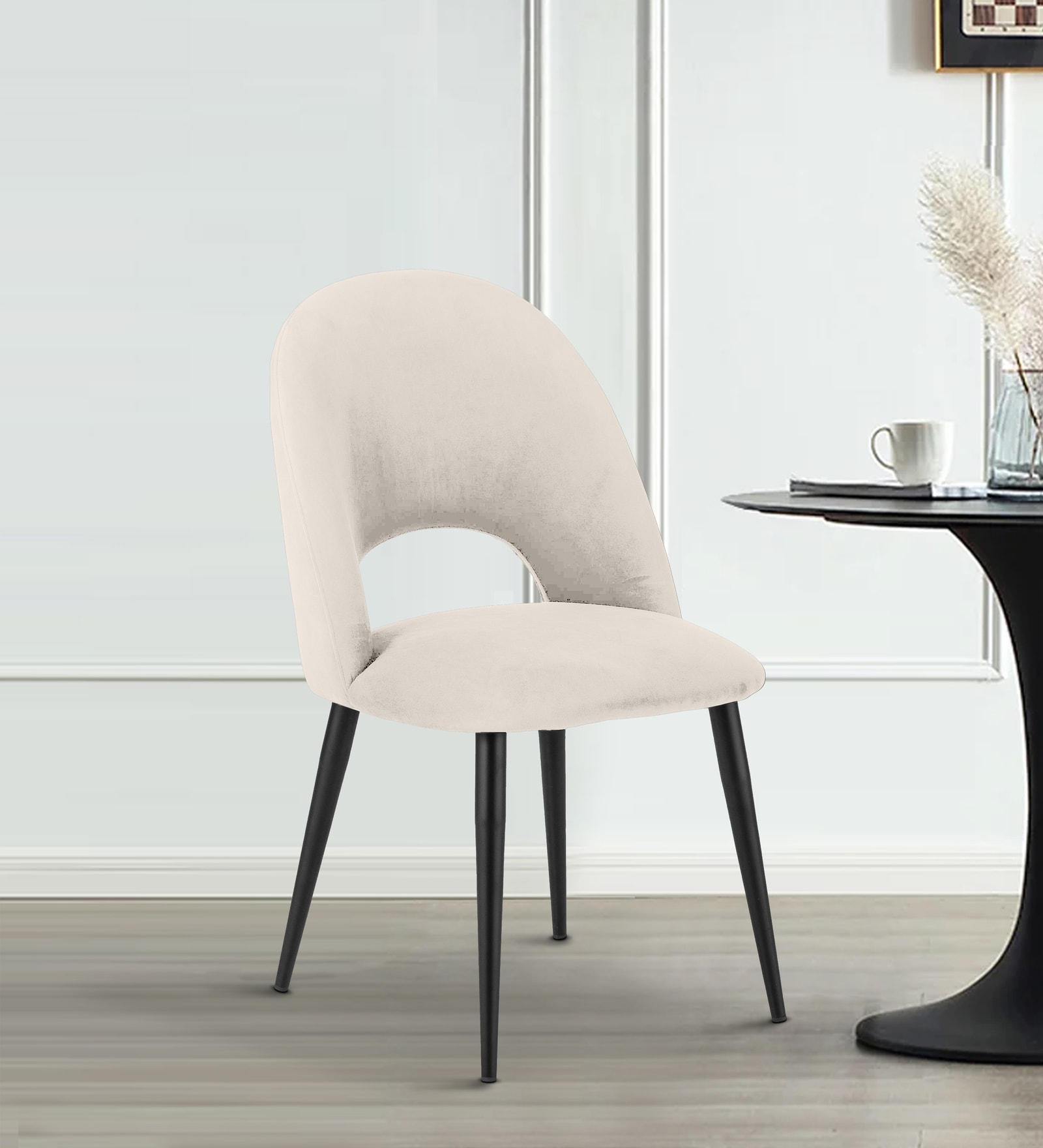 Buy Deva Velvet Dining Chair In Black & Off White Colour at 39% OFF by ...