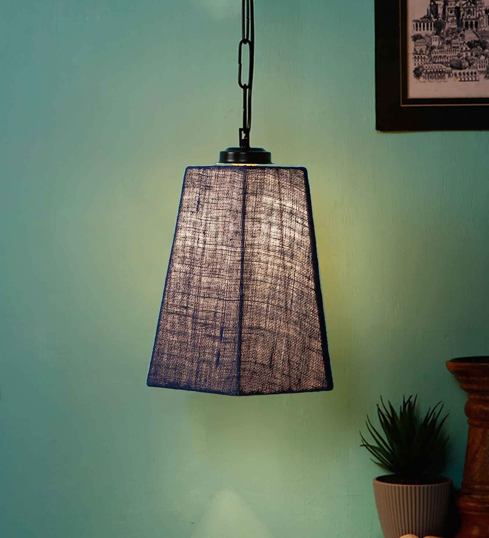 Devansh Blue Jute  Pyramidhanging Single Hanging Lamp