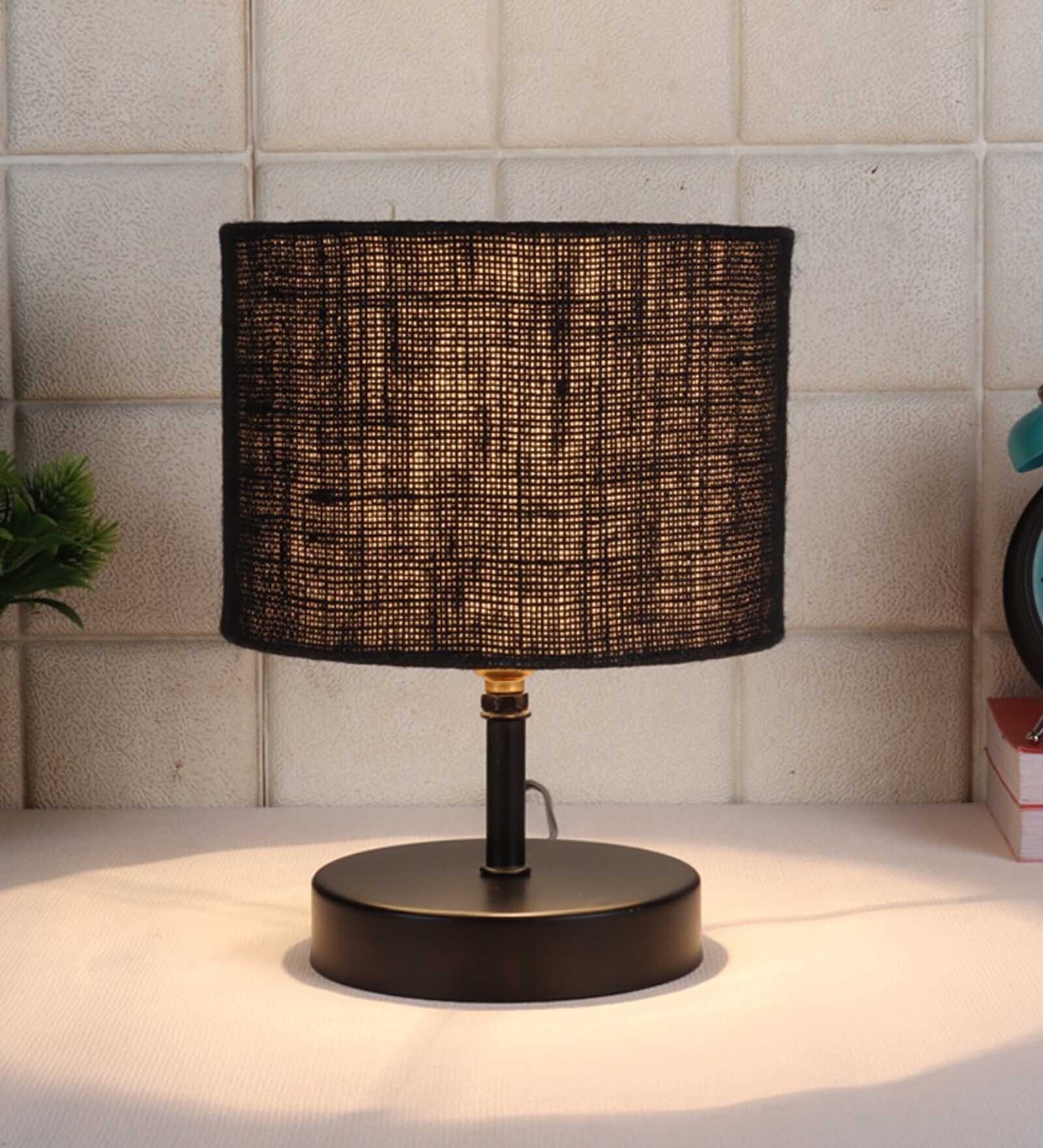 Devansh Iron  Table Lamp With Black Jute Shade