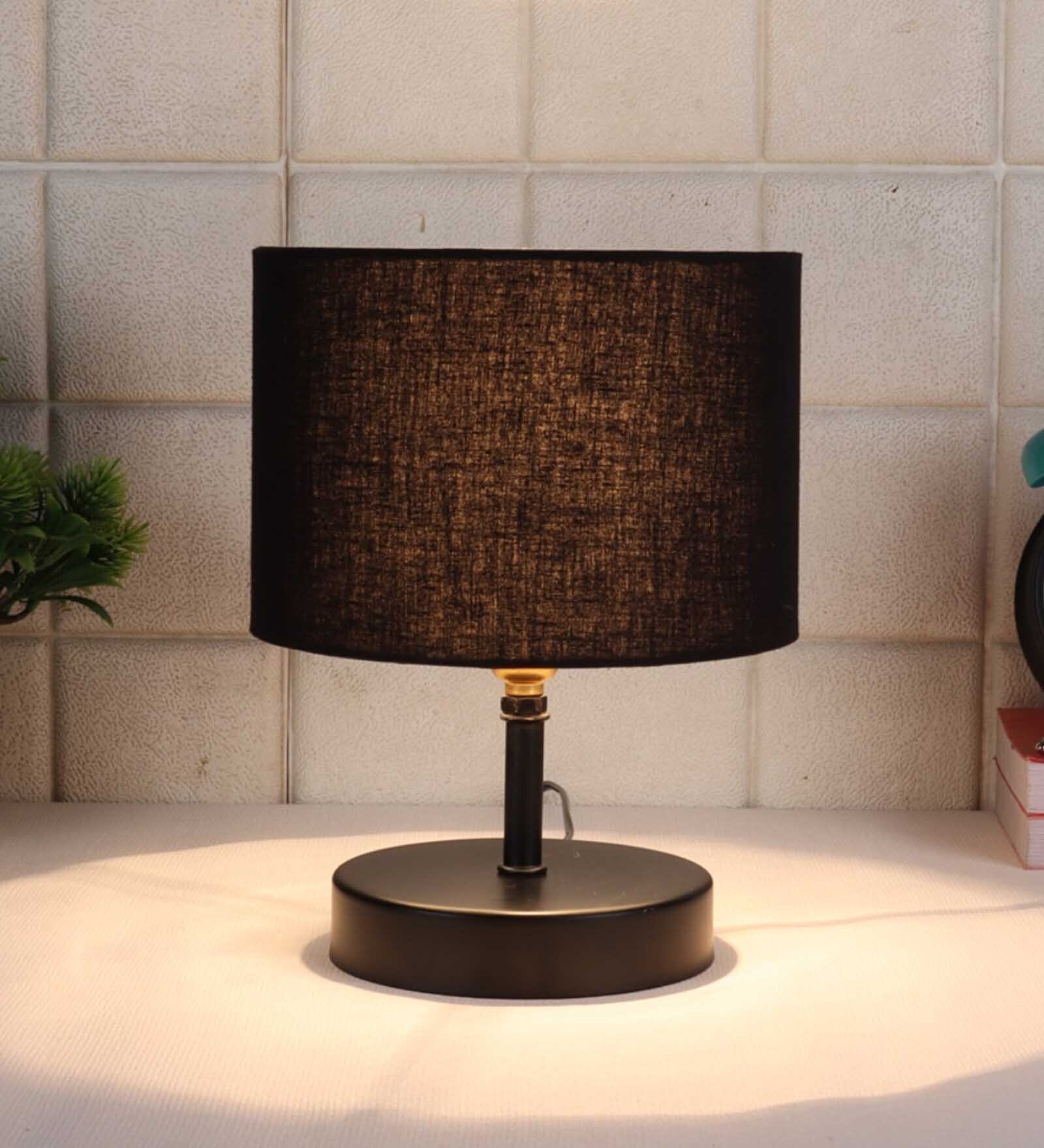 Devansh Iron Table Lamp With Black Cotton  Shade