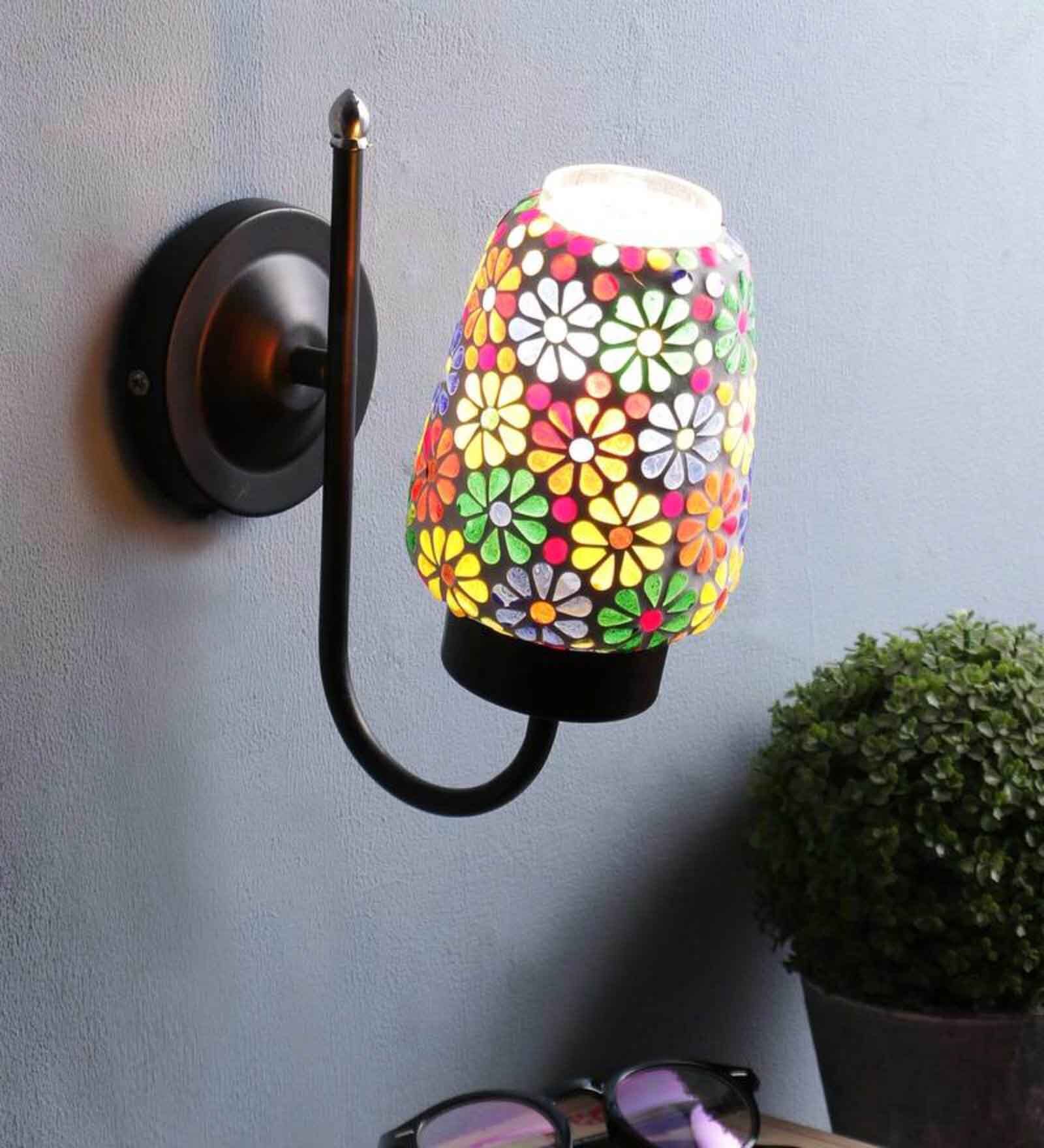 Humphry Black Iron and Glass Wall Sconces