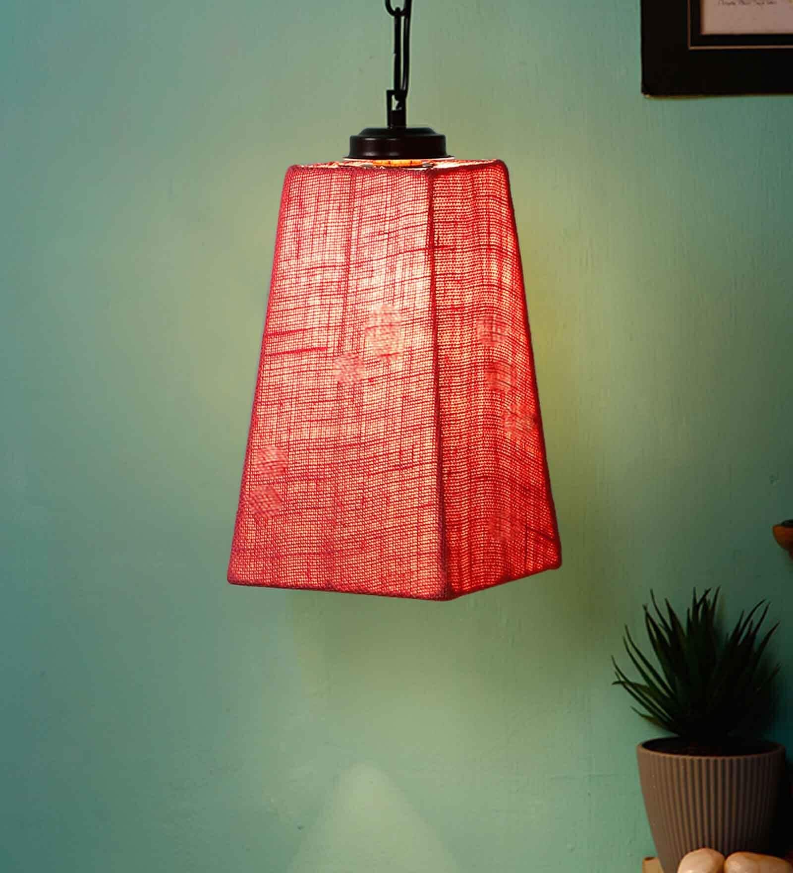 Devansh Pink Jute  Pyramid  Hanging Single Hanging Lamp