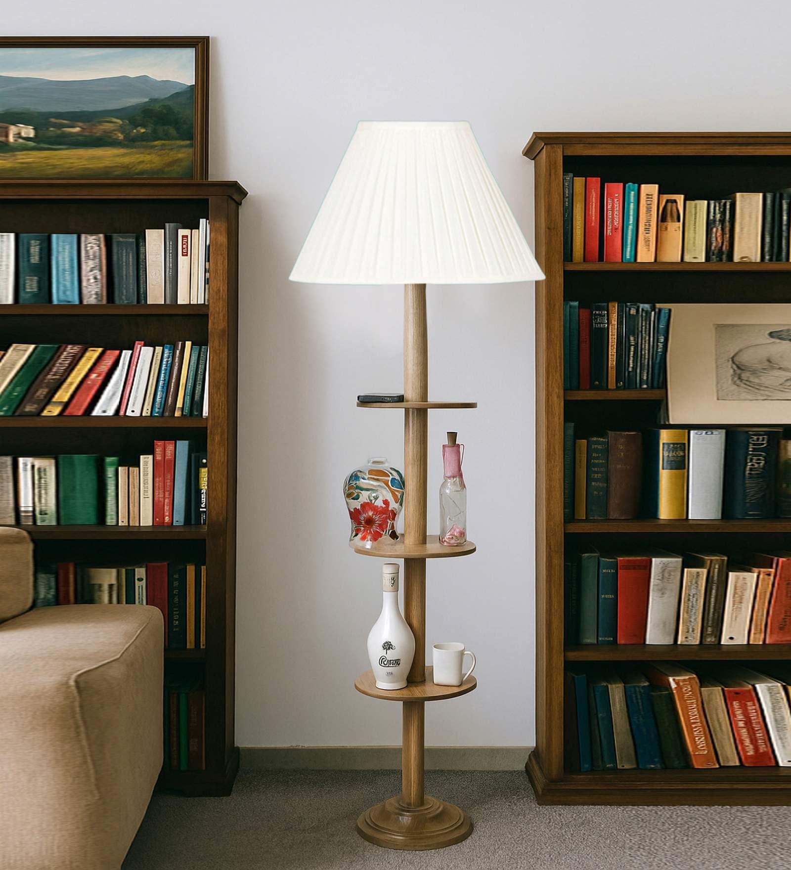 Devansh Straight Pleated   Soft back with wood Base