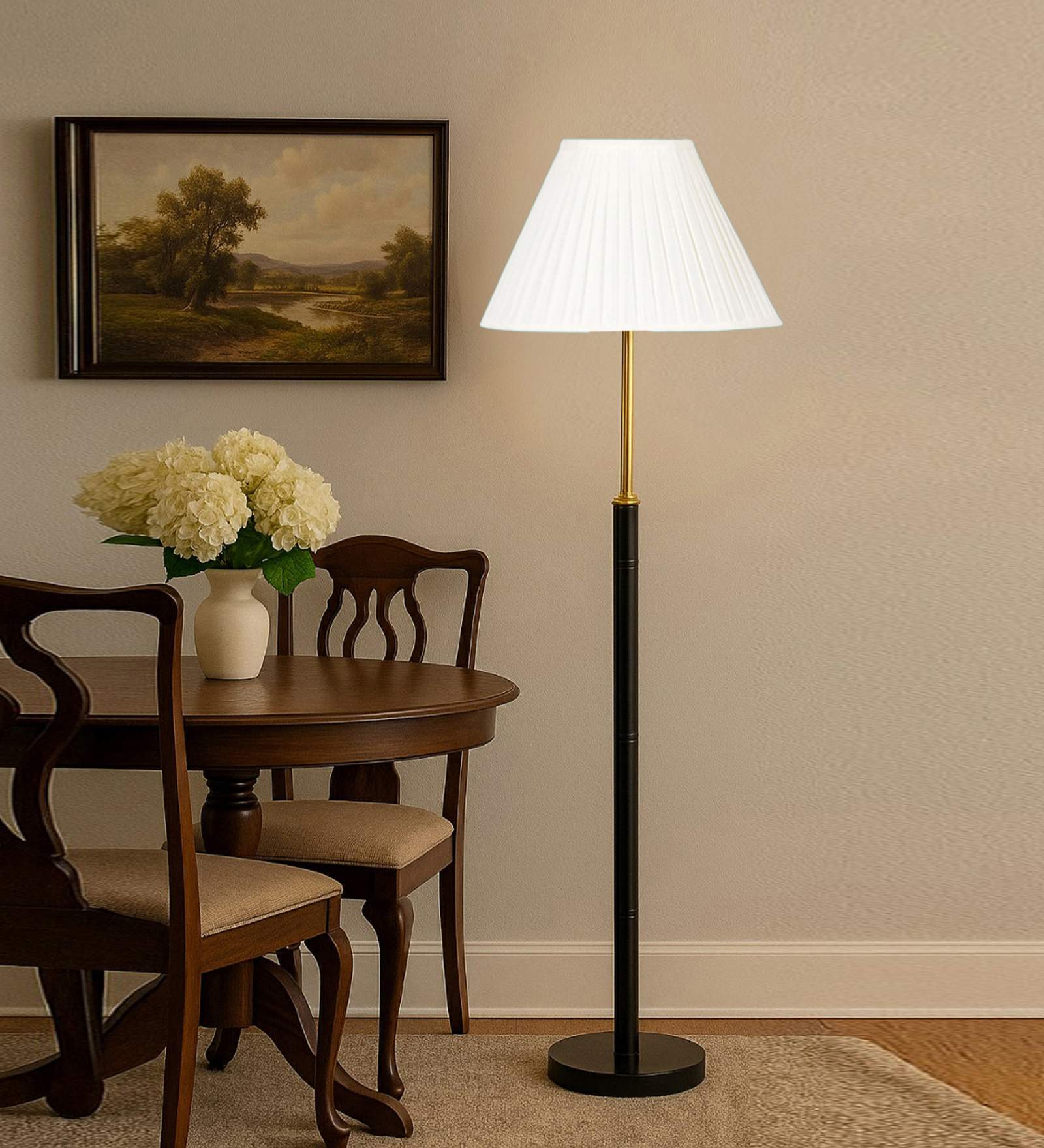 Devansh Straight Pleated   Soft back with wood Base