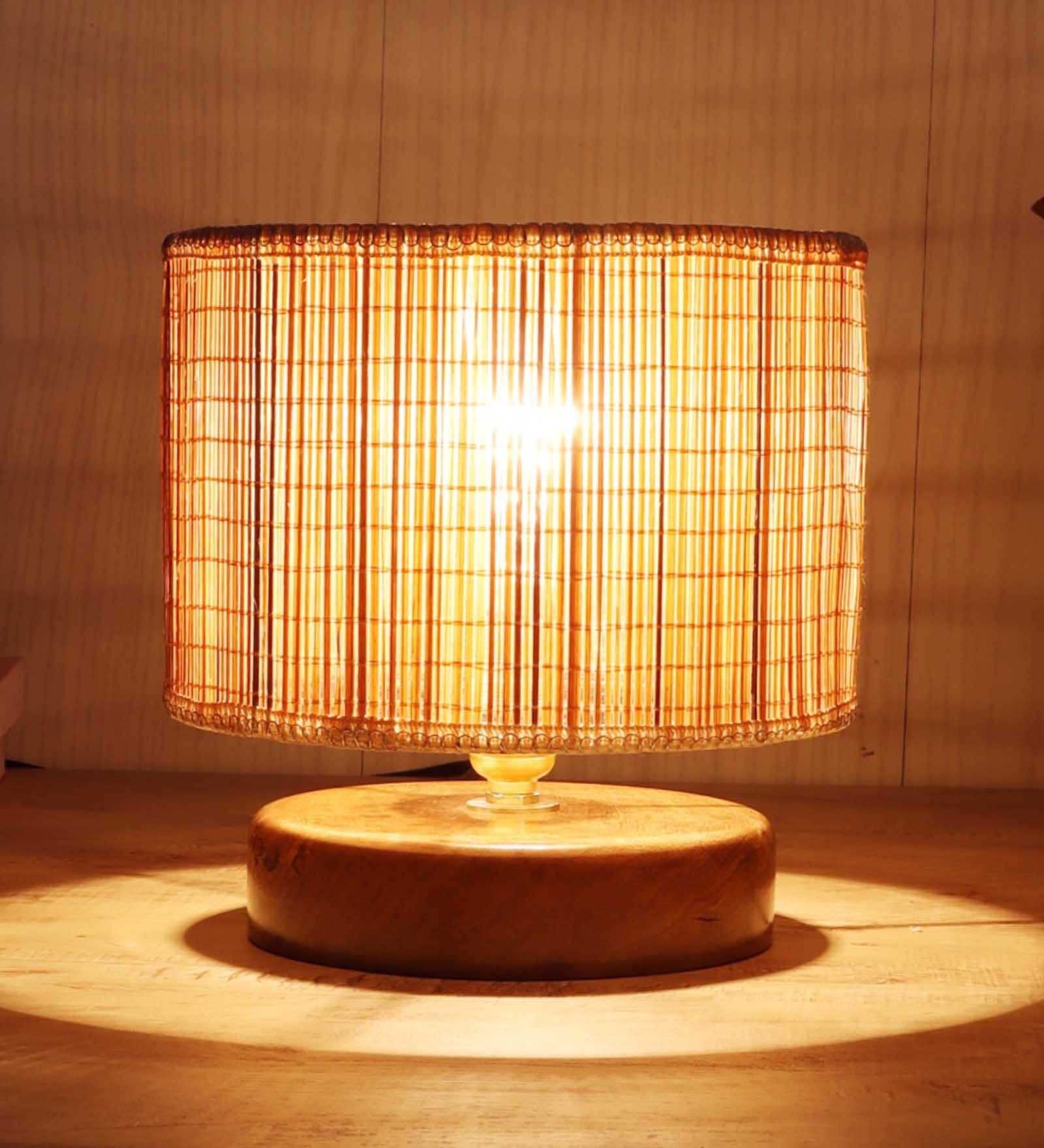 Devansh Wood  Table Lamp With Bamboo  Shade