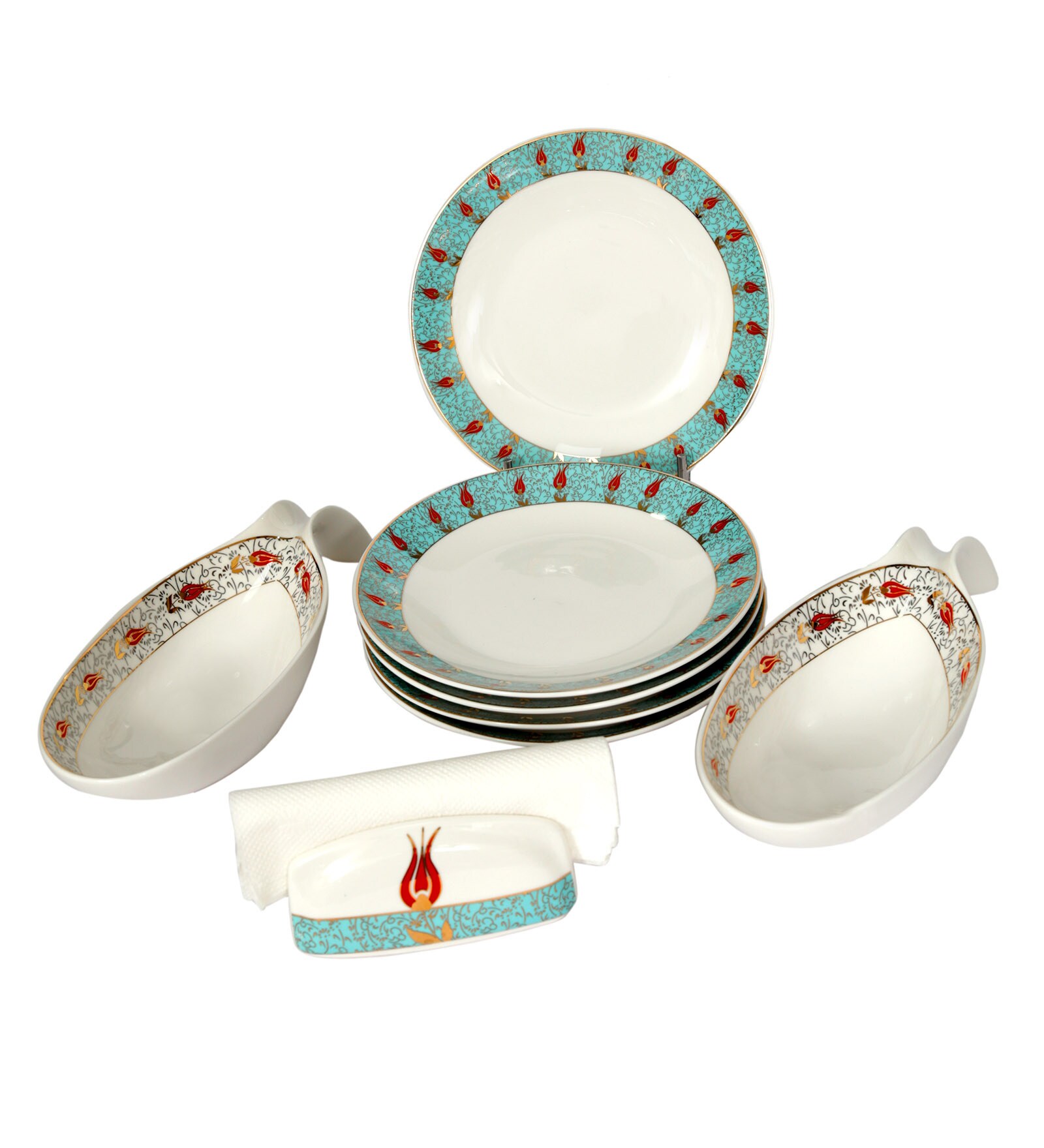 Buy Devnow Party Starter Serving Multicolour Porcelain Dinner Set Of